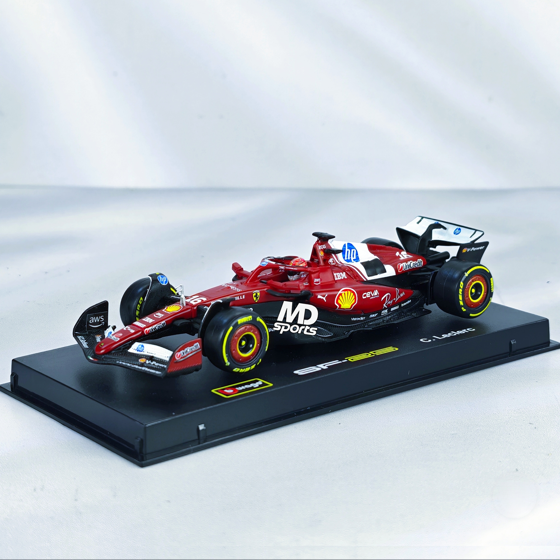 Ferrari SF-25 2025 #16 Charles Leclerc Caja Acrilica Burago 1:43