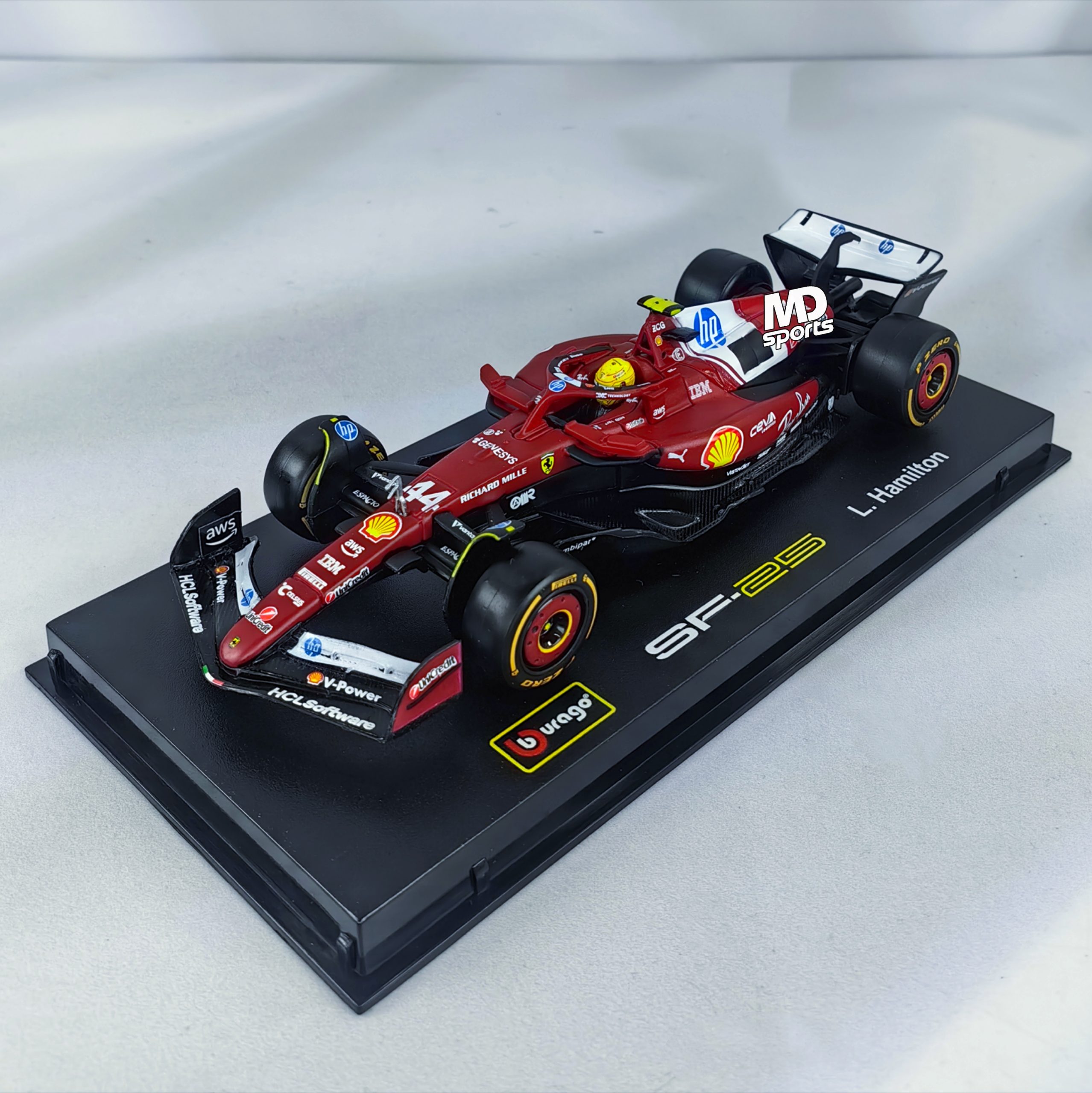 Ferrari SF-25 2025 #44 Lewis Hamilton Caja Acrilica Burago 1:43
