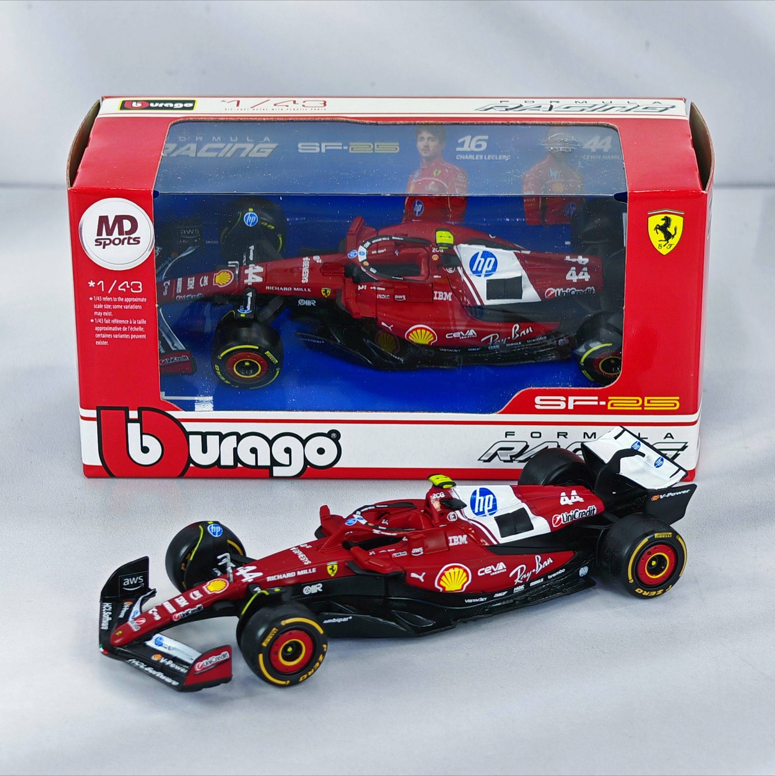 Ferrari SF-25 2025 #44 Lewis Hamilton Caja Normal Burago 1:43