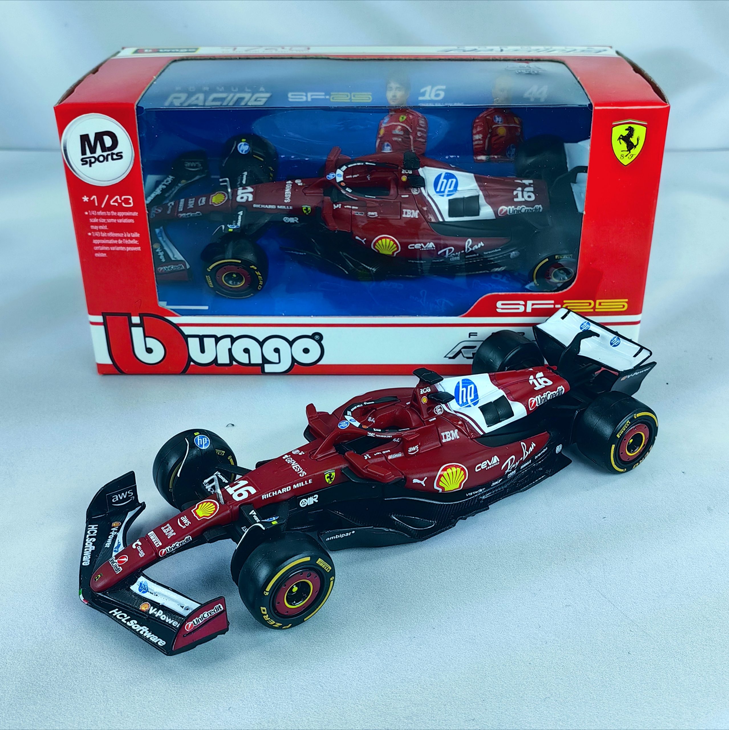 Ferrari SF-25 2025 #16 Charles Leclerc Caja Normal Burago 1:43
