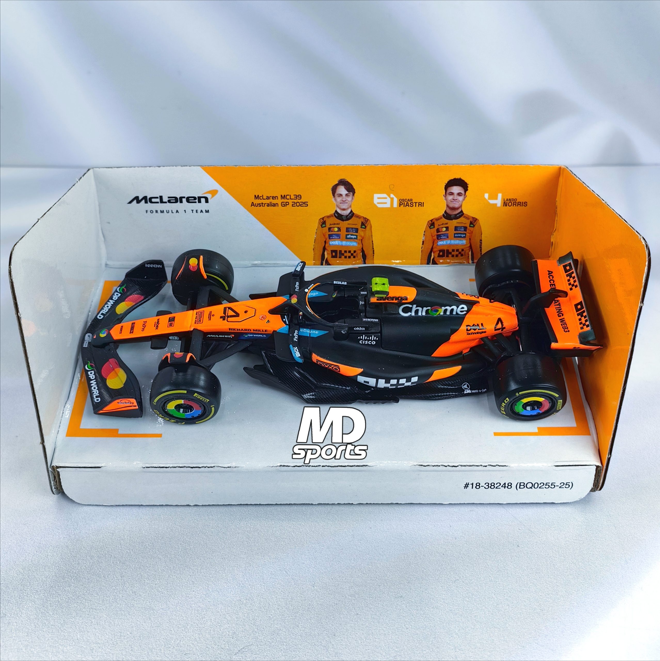 Mclaren MCL39 GP Australia 2025 #4 Lando Norris Caja Normal Burago 1:43 - Imagen 3