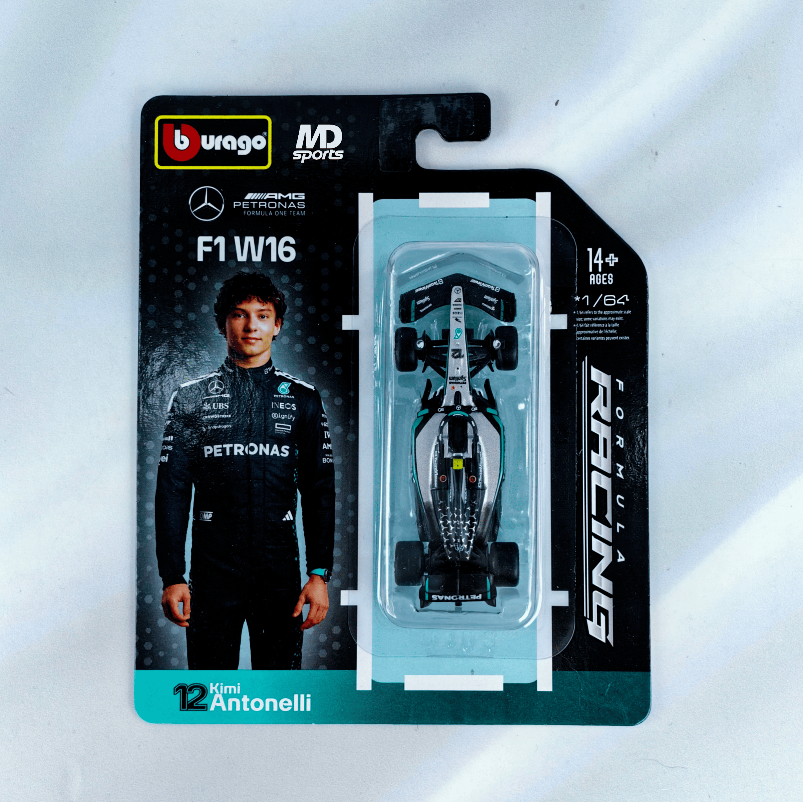 Mercedes W16 2025 #12 Kimi Antonelli Caja Normal Burago 1:64