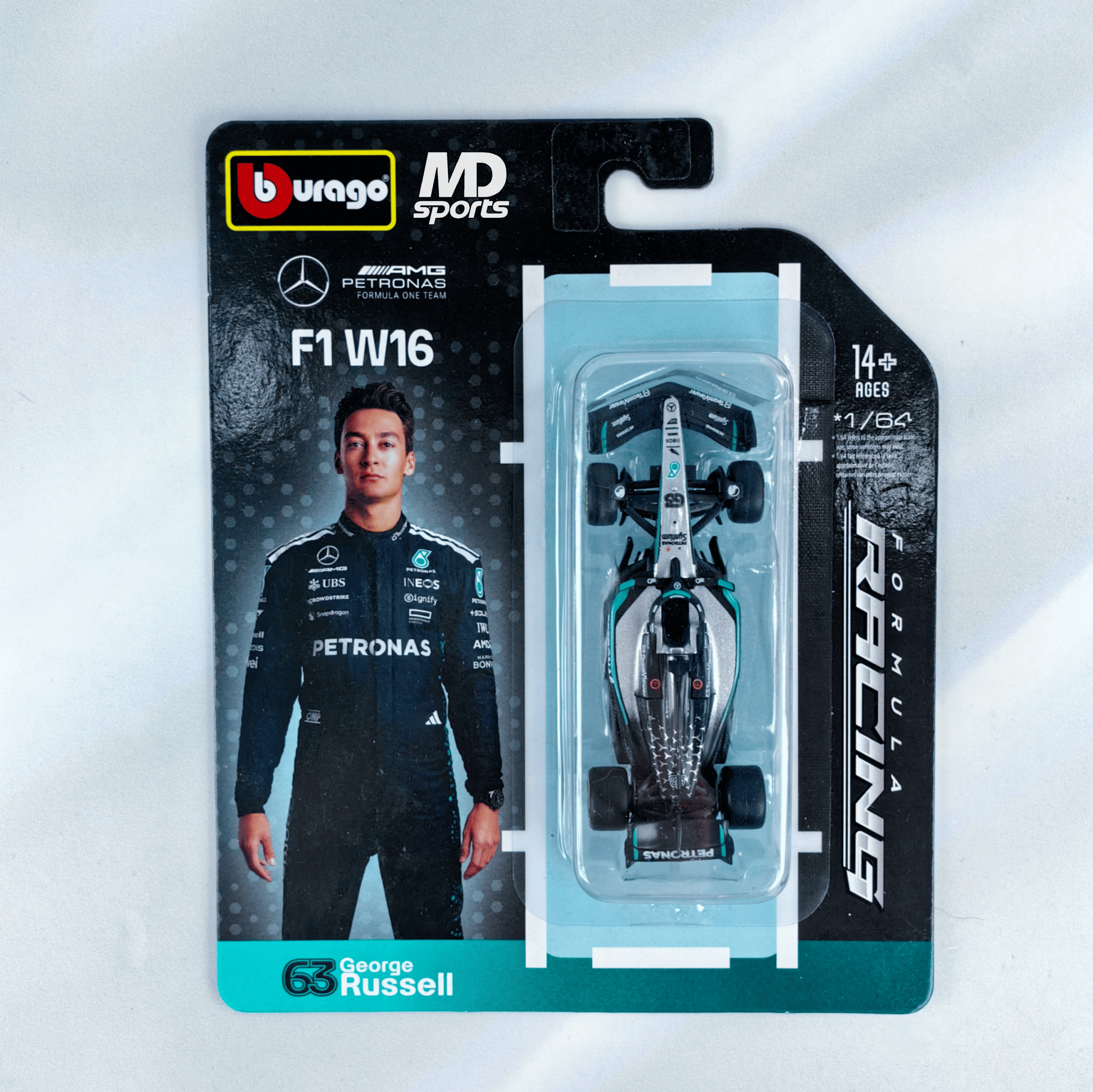 Mercedes W16 2025 #63 George Russell Caja Normal Burago 1:64