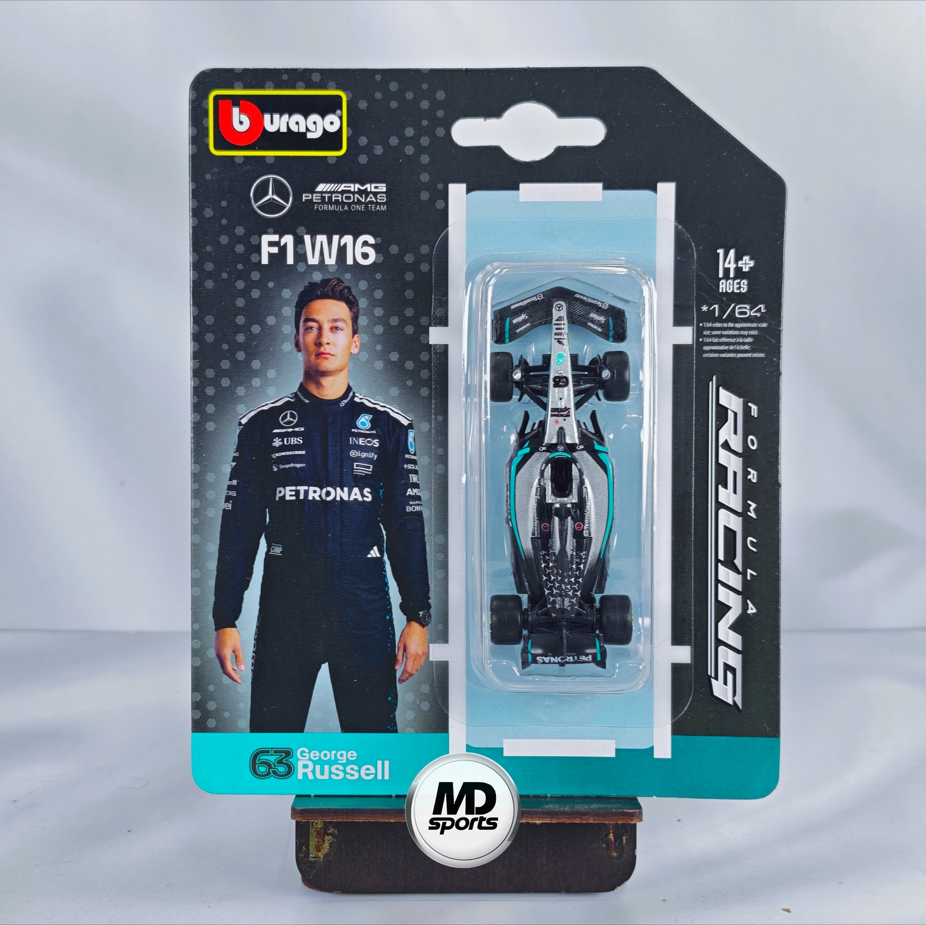 Mercedes W16 2025 #63 George Russell Caja Normal Burago 1:64
