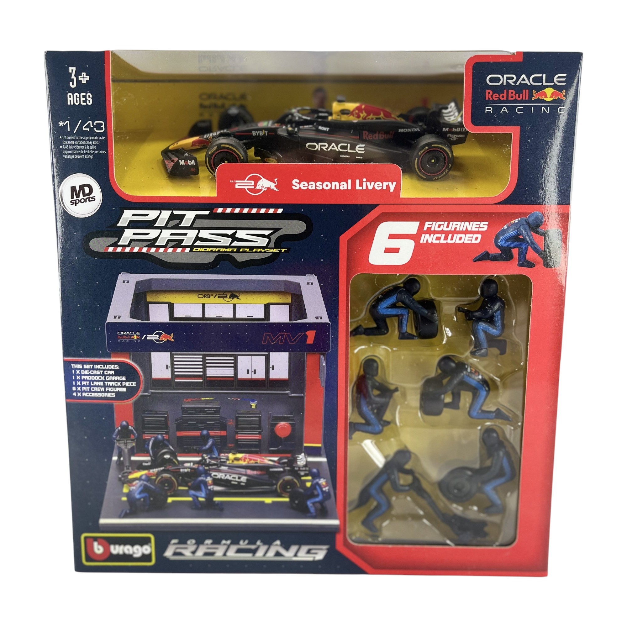 Set Pit-Stop RedBull Racing RB20 #1 Max Verstappen Caja Normal Burago 1:43