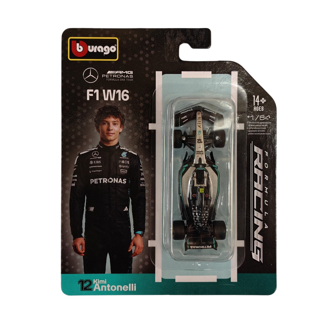 Merceedes W16 2025 #12 Kimi Antonelli Caja Normal Burago 1:64