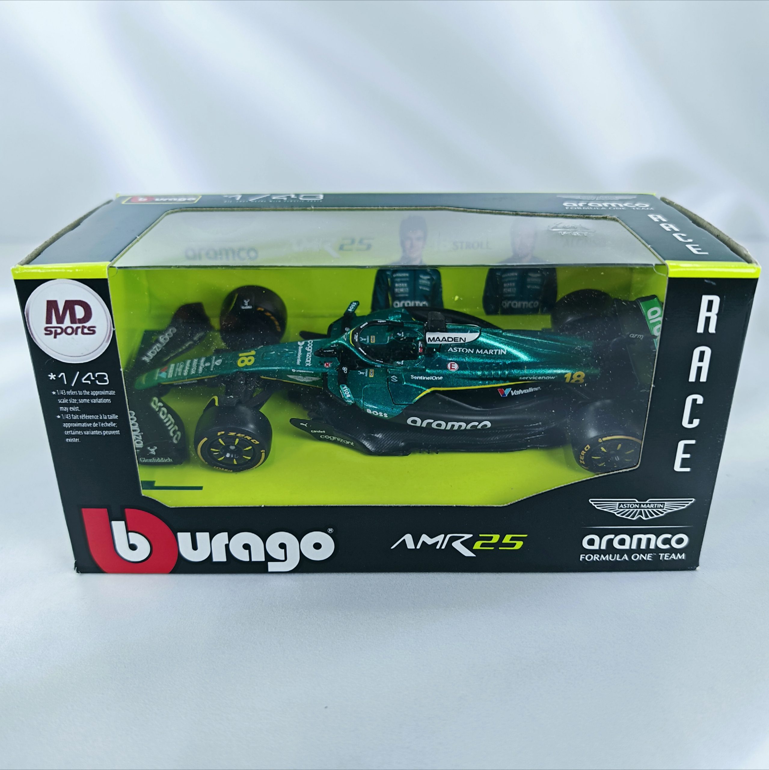 Aston Martin AMR25 2025 #18 Lance Stroll Caja Normal Burago 1:43