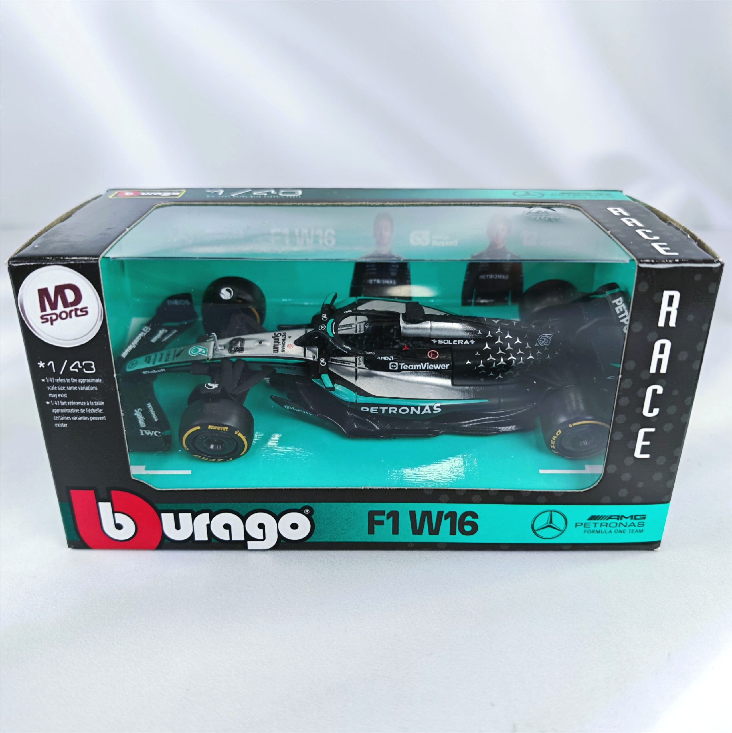 Mercedes W16 2025 #63 George Russell Caja Normal Burago 1:43