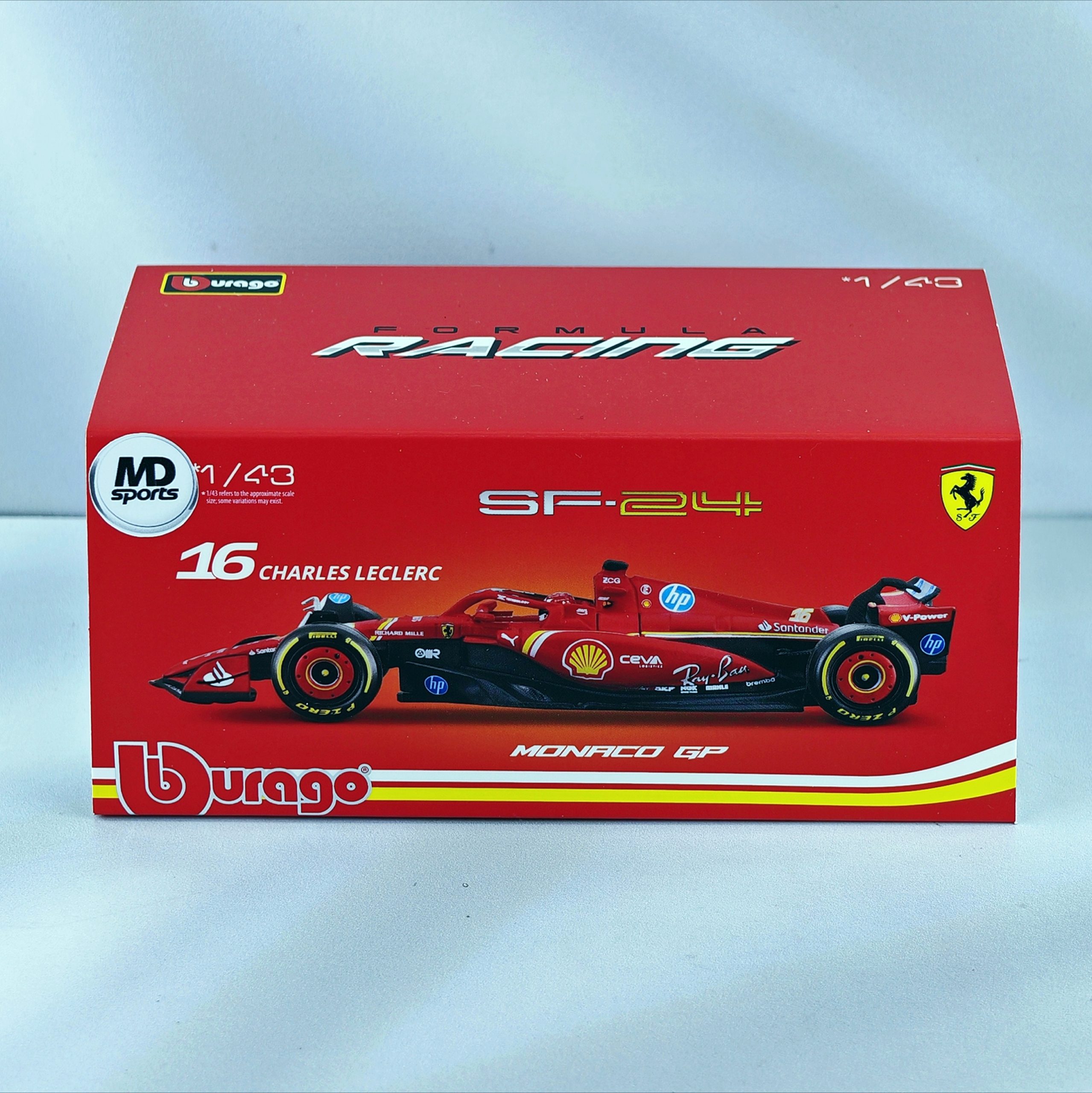 Ferrari SF-24 Monaco GP 2024 #16 Charles Leclerc Caja Acrilica Burago 1:43