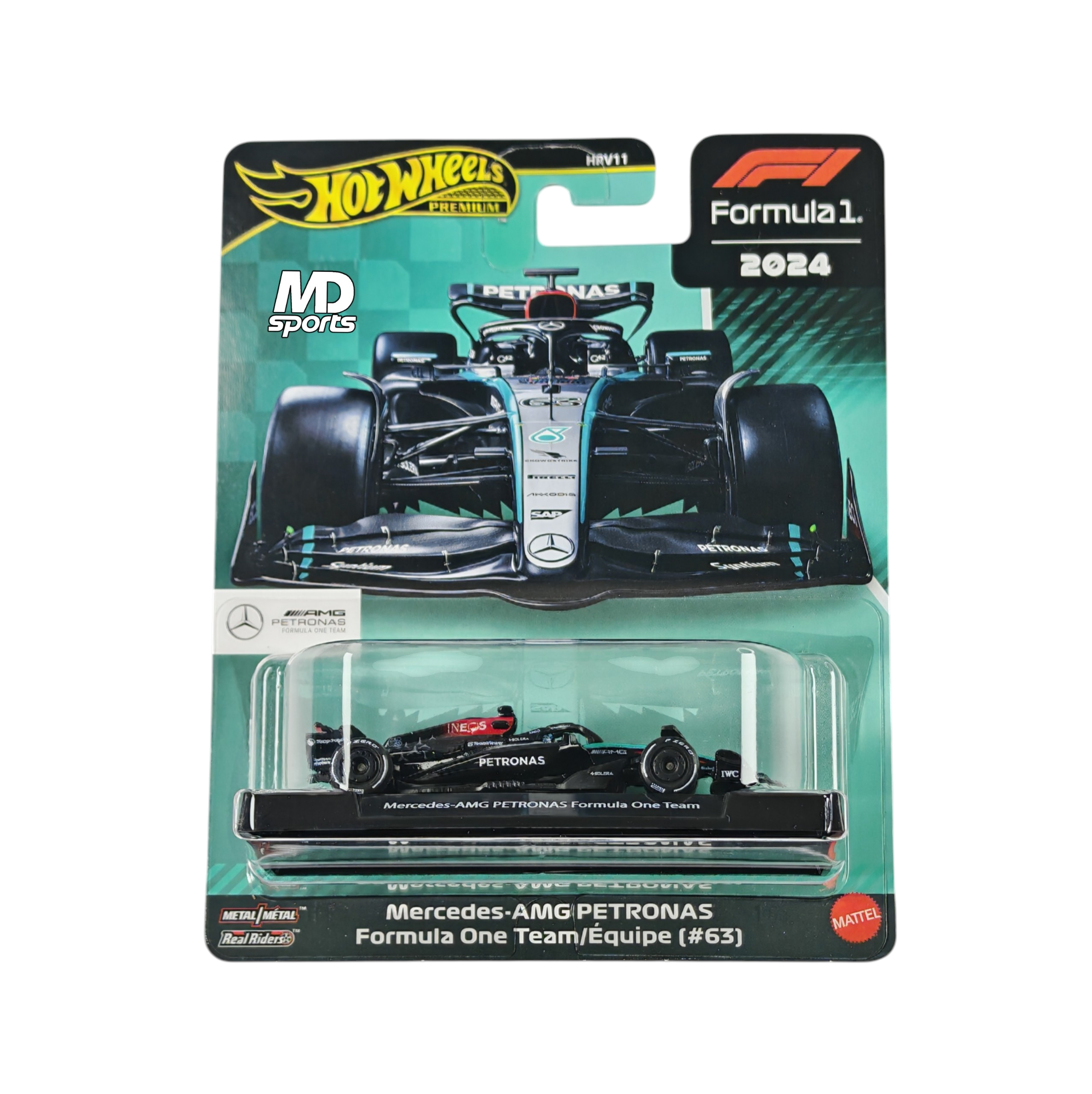 Mercedes W15 #63 2024 George Russell HotWheels Premium 1:64