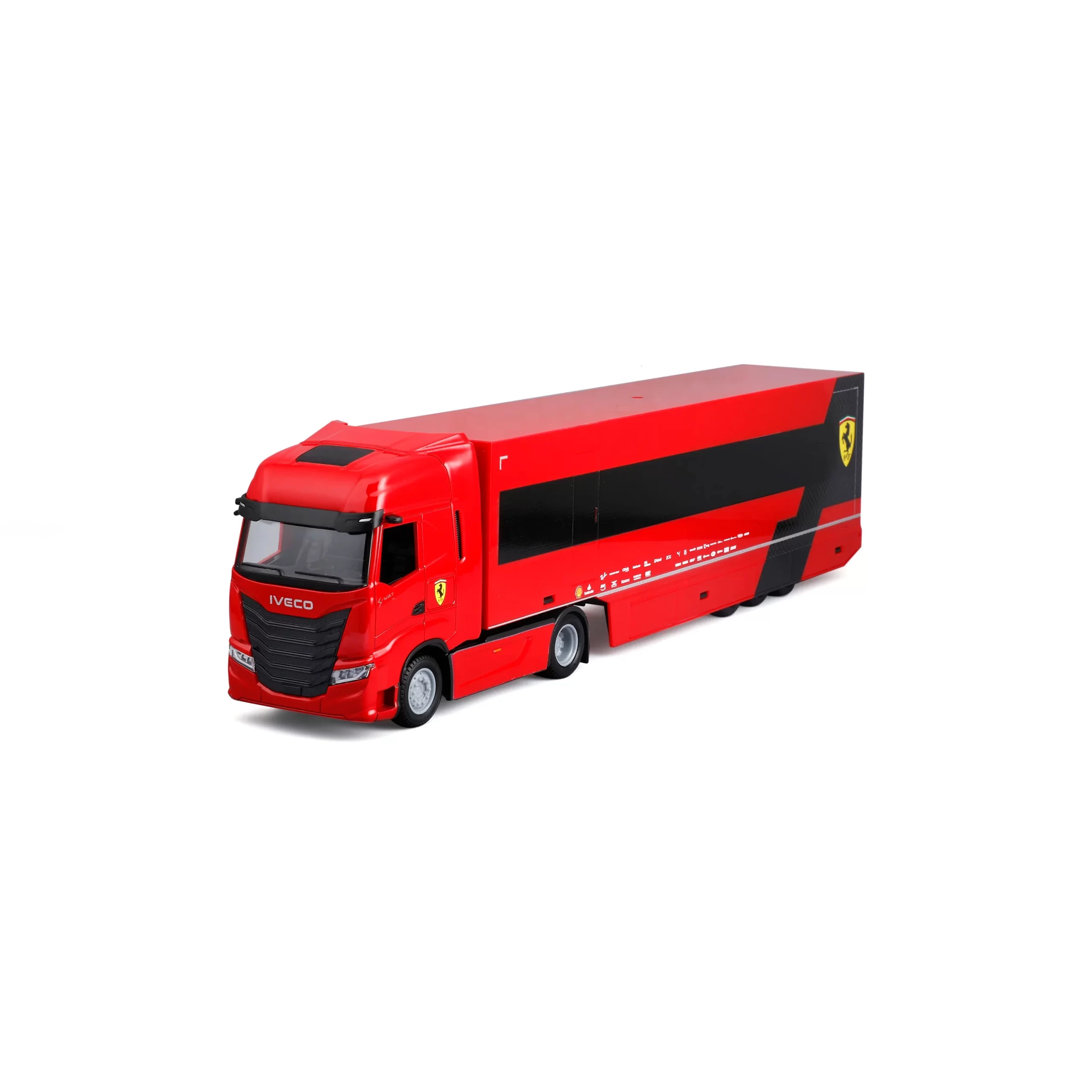 Camion de trasporte Iveco S-Way 570 + Ferrari F1 SF-24 #16 Charles Leclerc Caja Normal Burago 1:43