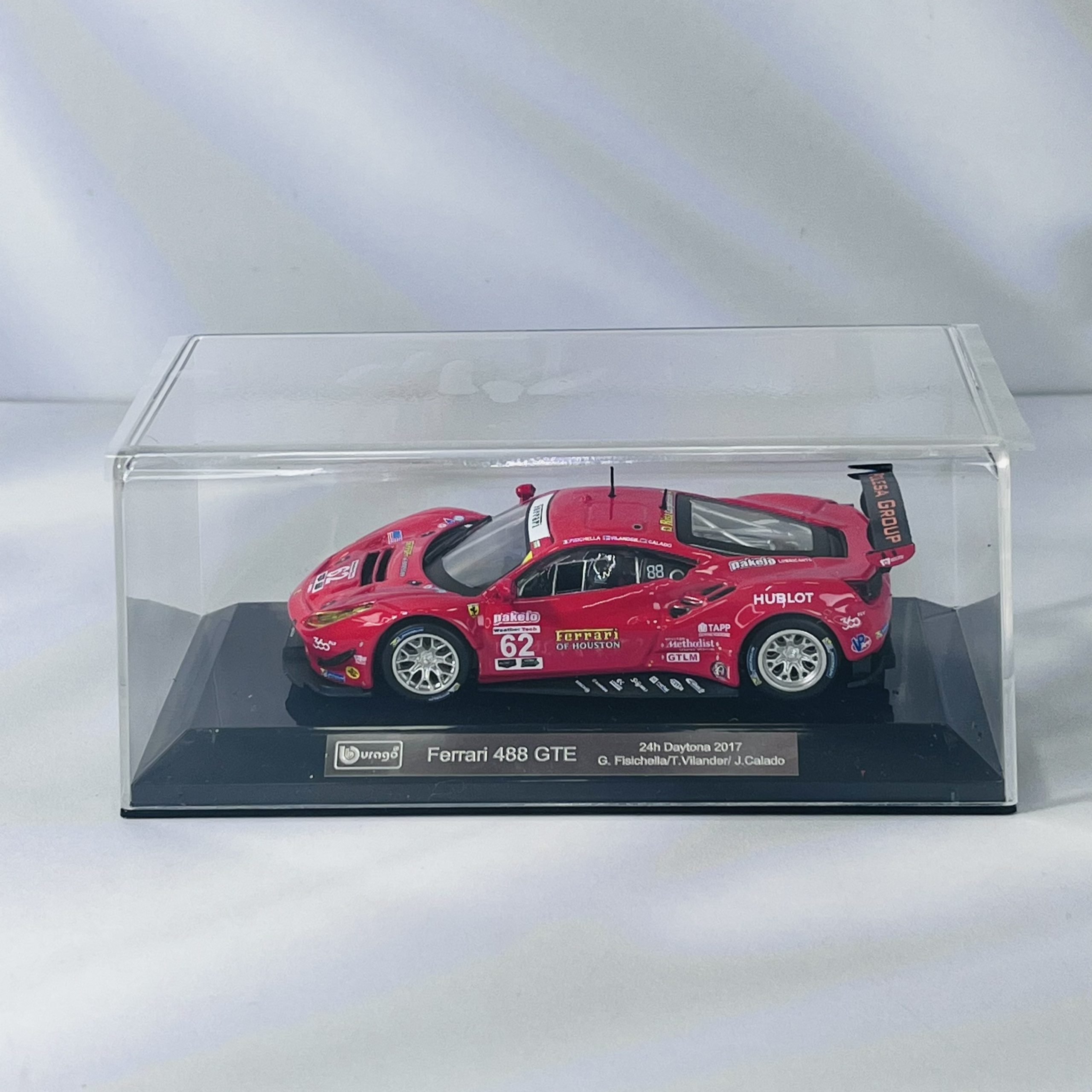 Ferrari 488 GTE 2017 #62 Caja Acrilica Burago 1:43