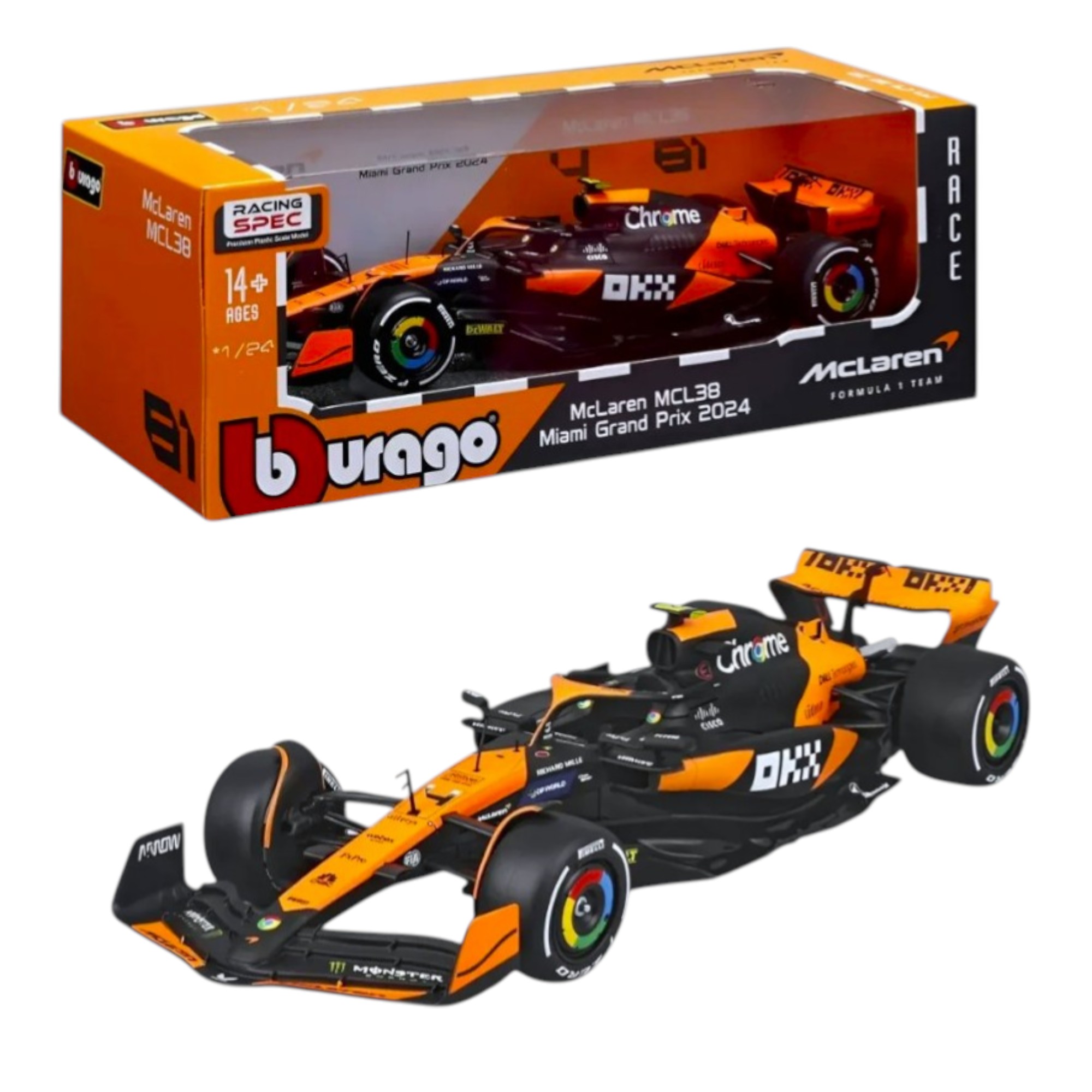 Mclaren MCL38 GP Miami 2024 #4 Lando Norris Caja Normal Burago 1:24