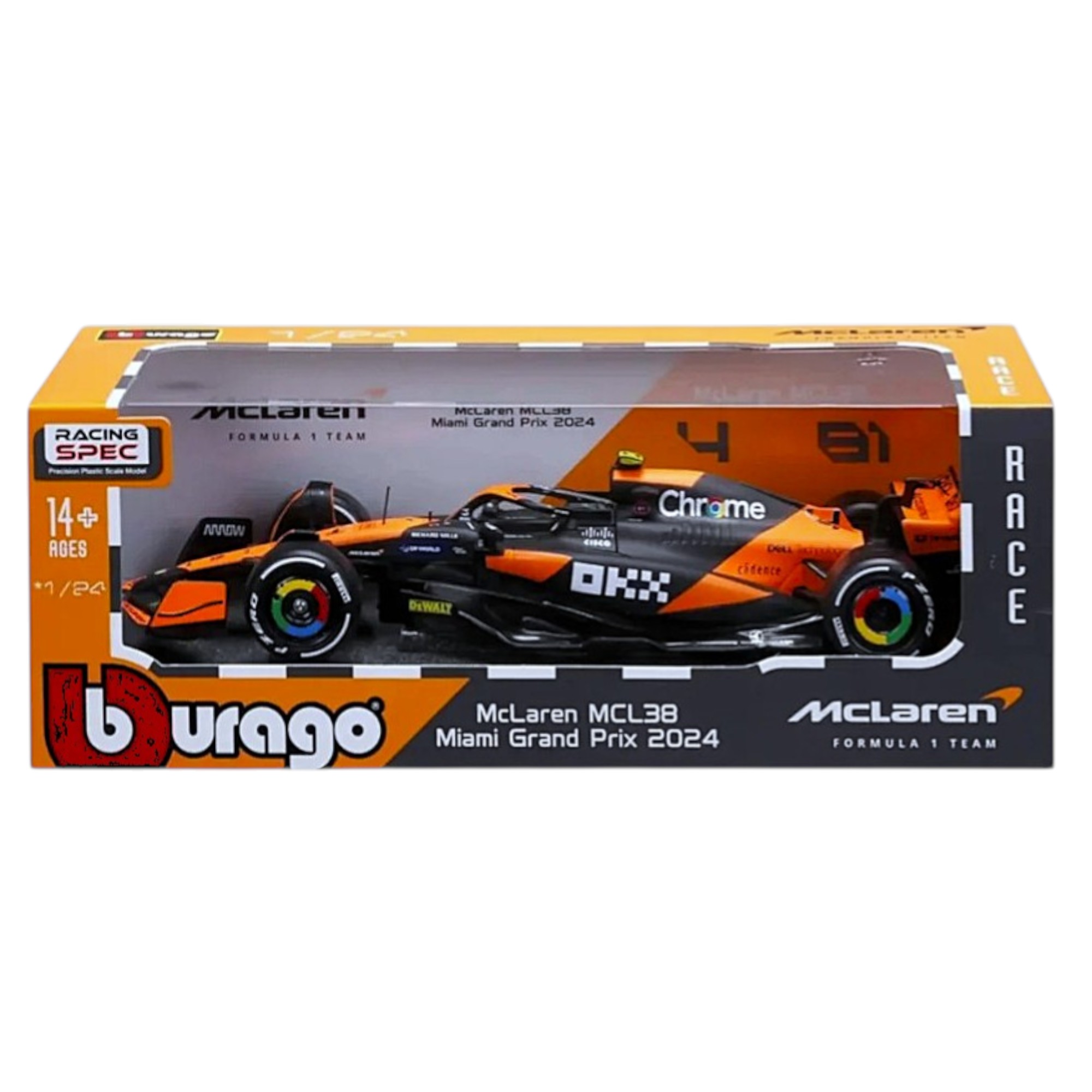Mclaren MCL38 GP Miami 2024 #4 Lando Norris Caja Normal Burago 1:24