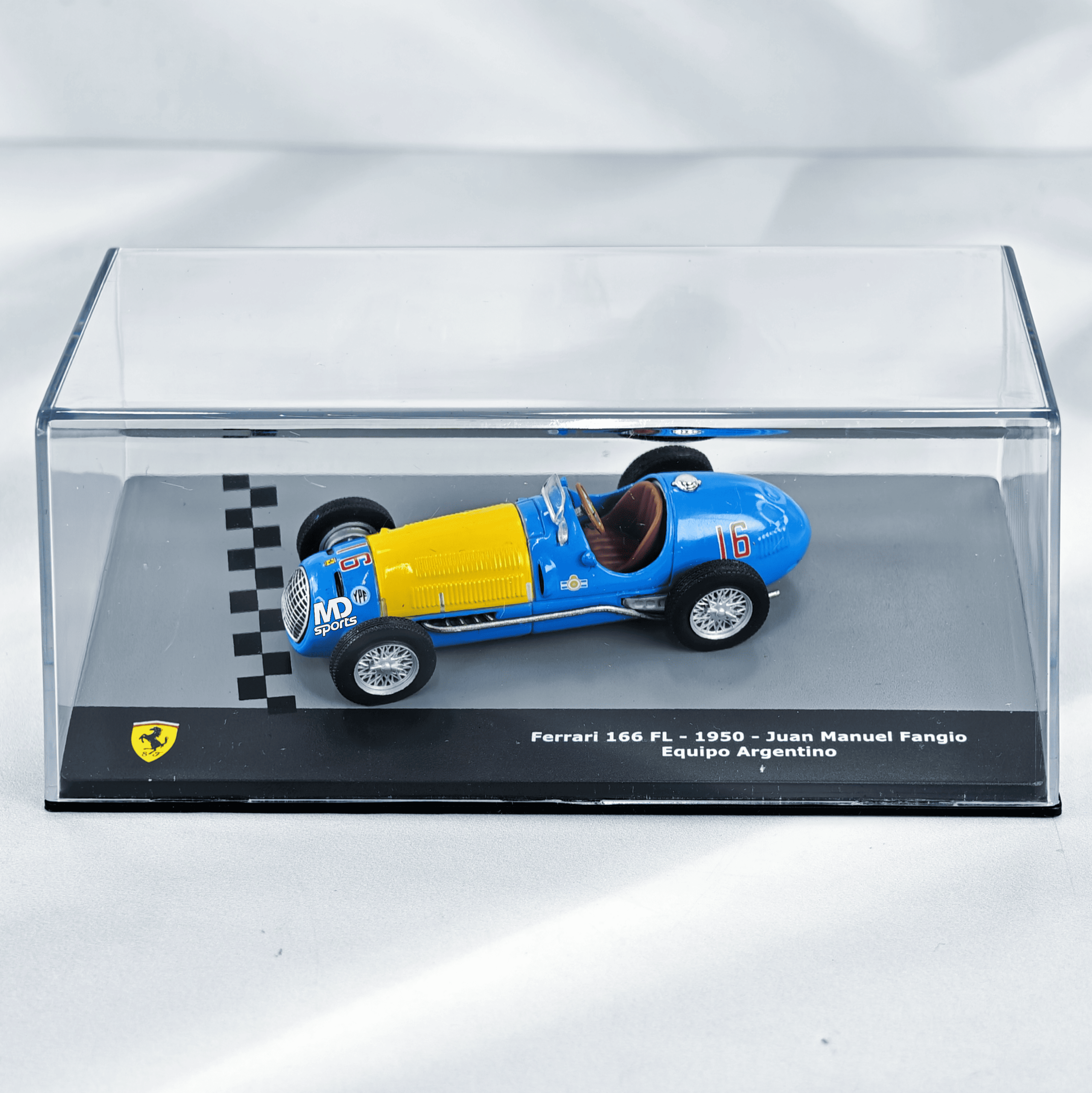 Ferrari 166FL Equipo Argentino 1950 #16 Juan Manuel Fangio Caja Acrilica IXO 1:43