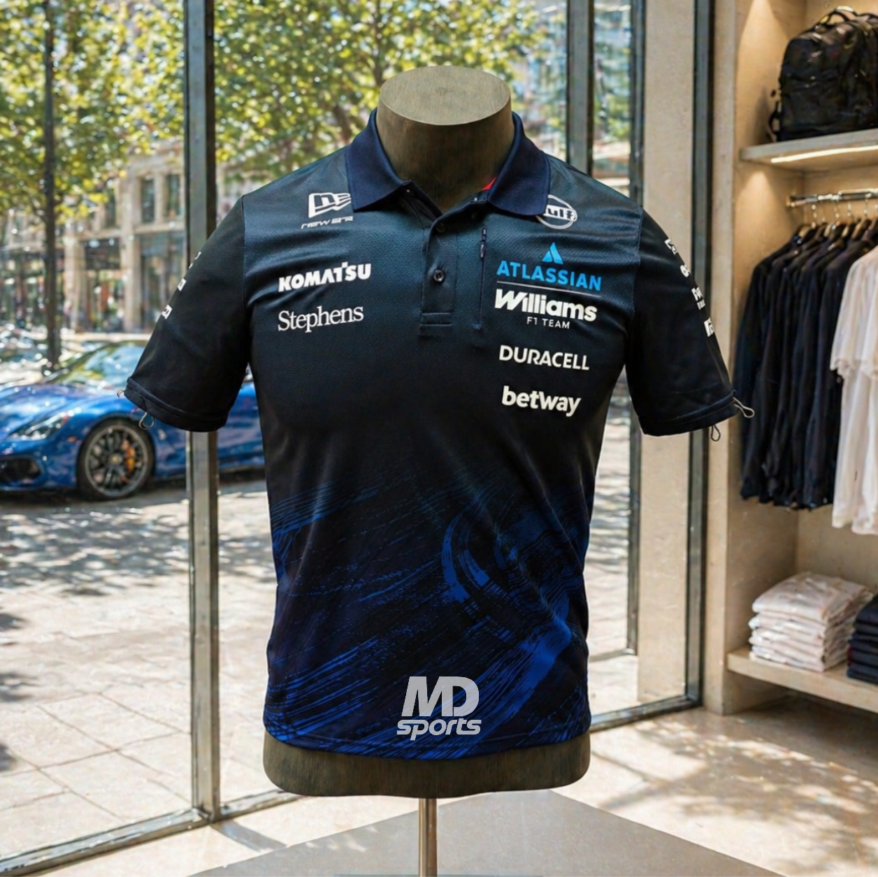 Polera Polo  NEW ERA Atlassian Williams F1 Team Oficial 2026 Azul Marino