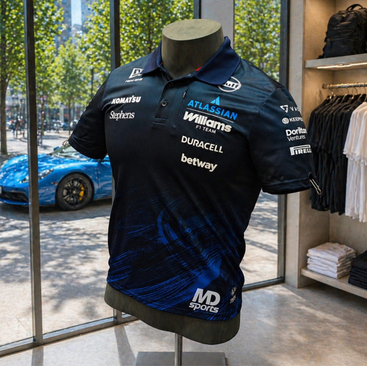 Polera Polo  NEW ERA Atlassian Williams F1 Team Oficial 2026 Azul Marino