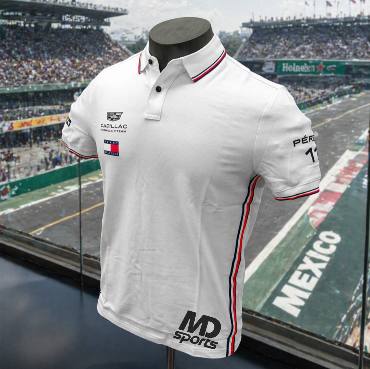 Polera Polo TOMMY HILFIGER Cadillac F1 Team Checo Perez Oficial 2026 Blanco