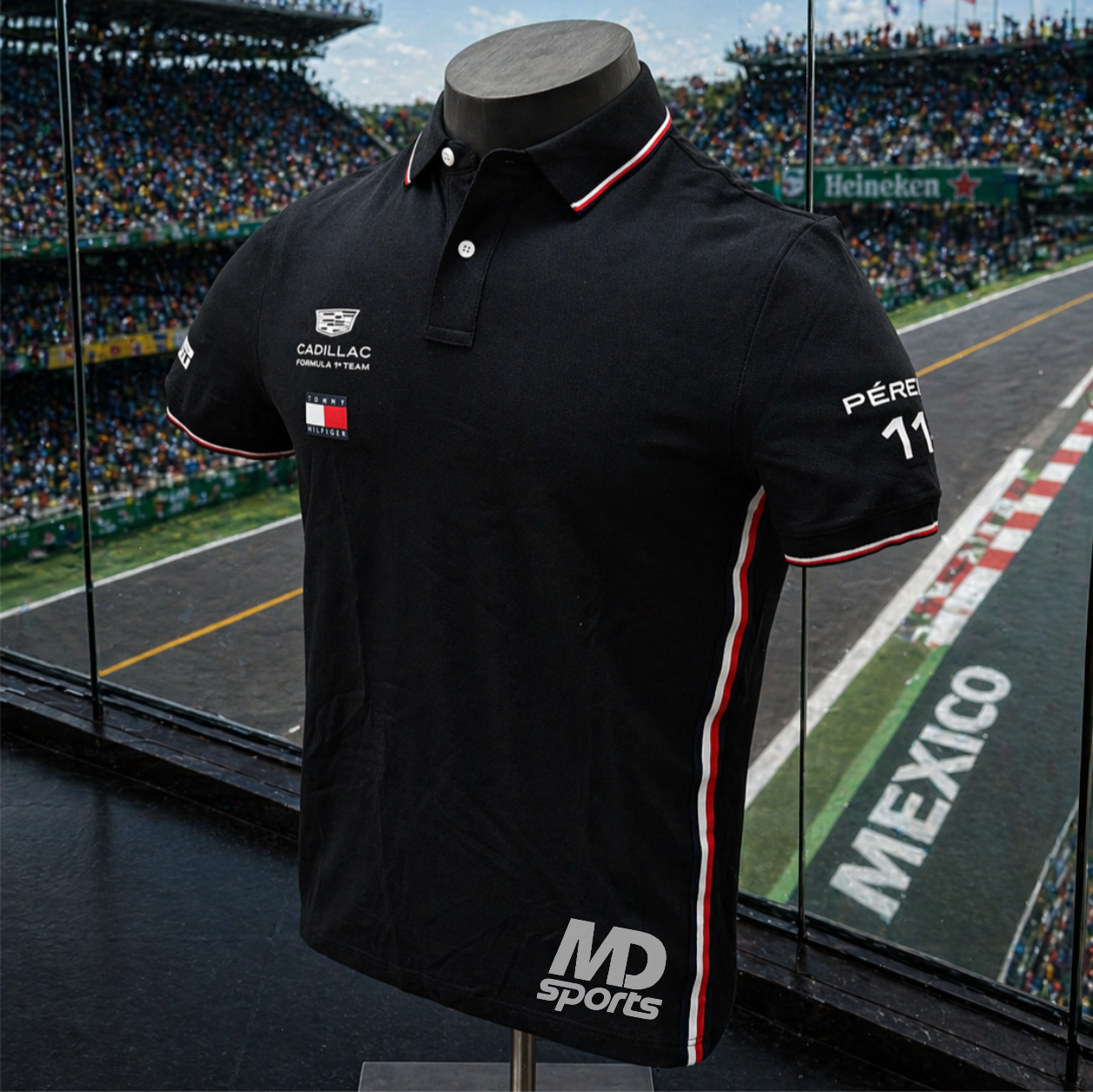 Polera Polo TOMMY HILFIGER Cadillac F1 Team Checo Perez Oficial 2026 Negro