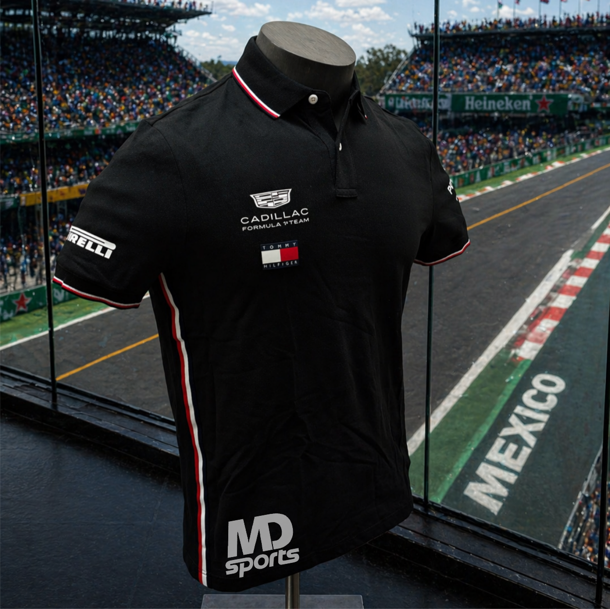 Polera Polo TOMMY HILFIGER Cadillac F1 Team Checo Perez Oficial 2026 Negro - Imagen 3