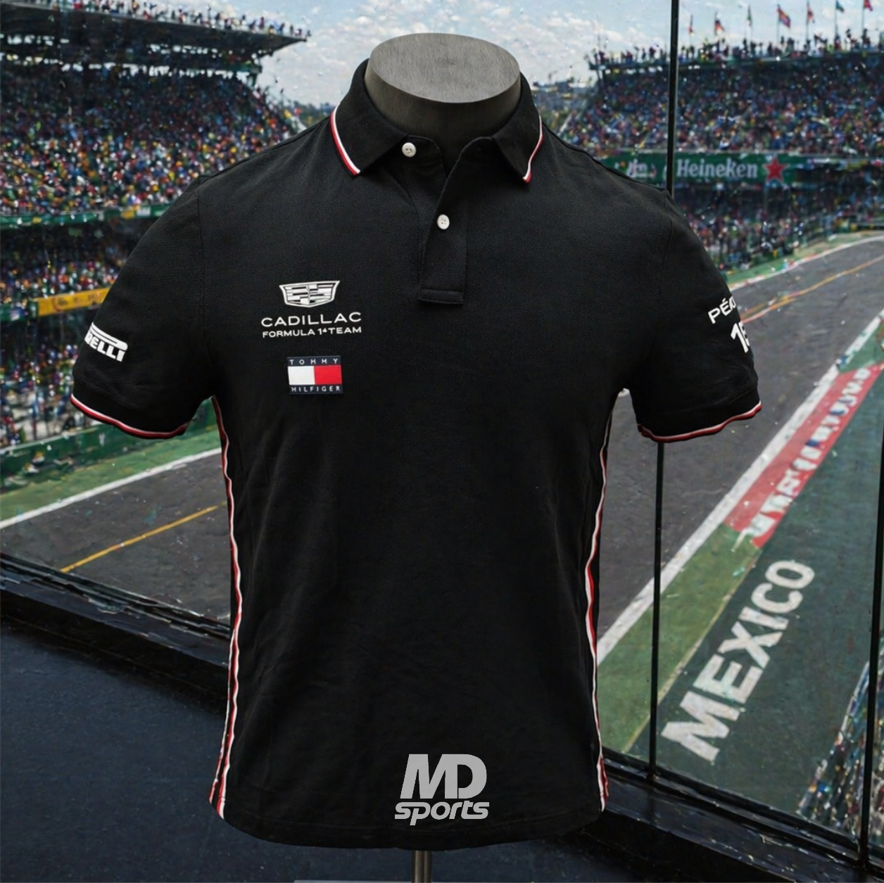 Polera Polo TOMMY HILFIGER Cadillac F1 Team Checo Perez Oficial 2026 Negro
