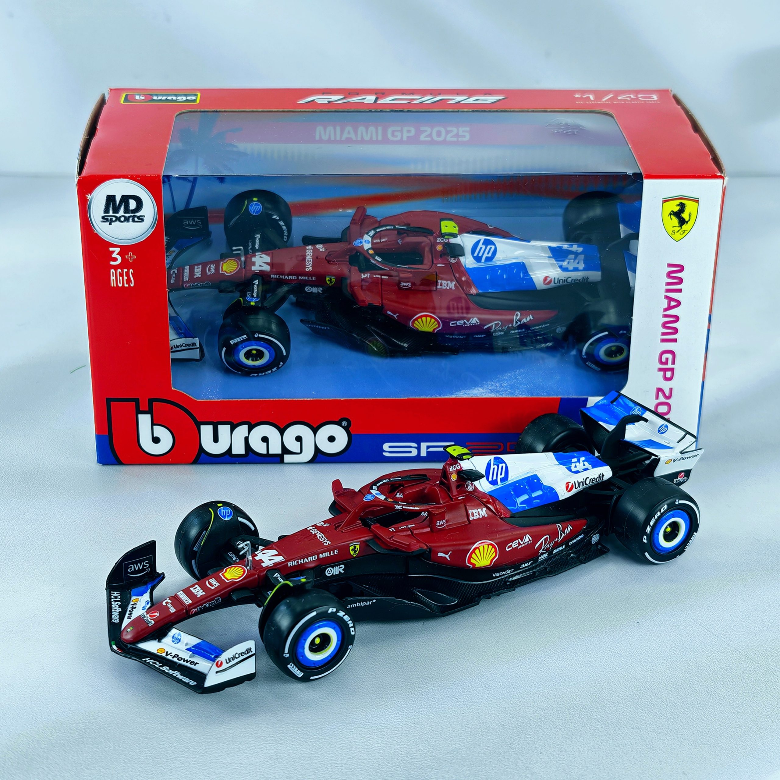 Ferrari SF-25 GP Miami 2025 #44 Lewis Hamilton Caja Normal Burago 1:43