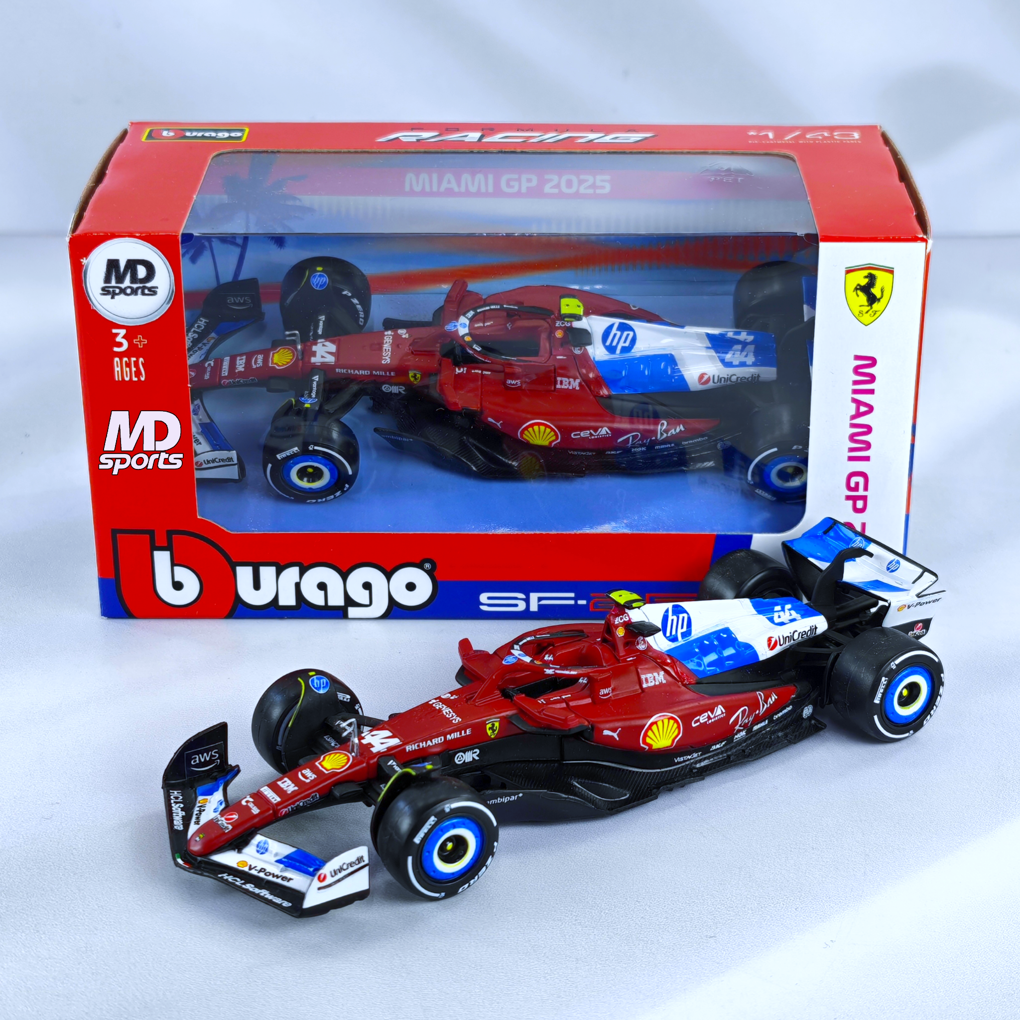 Ferrari SF-25 GP Miami 2025 #44 Lewis Hamilton Caja Normal Burago 1:43