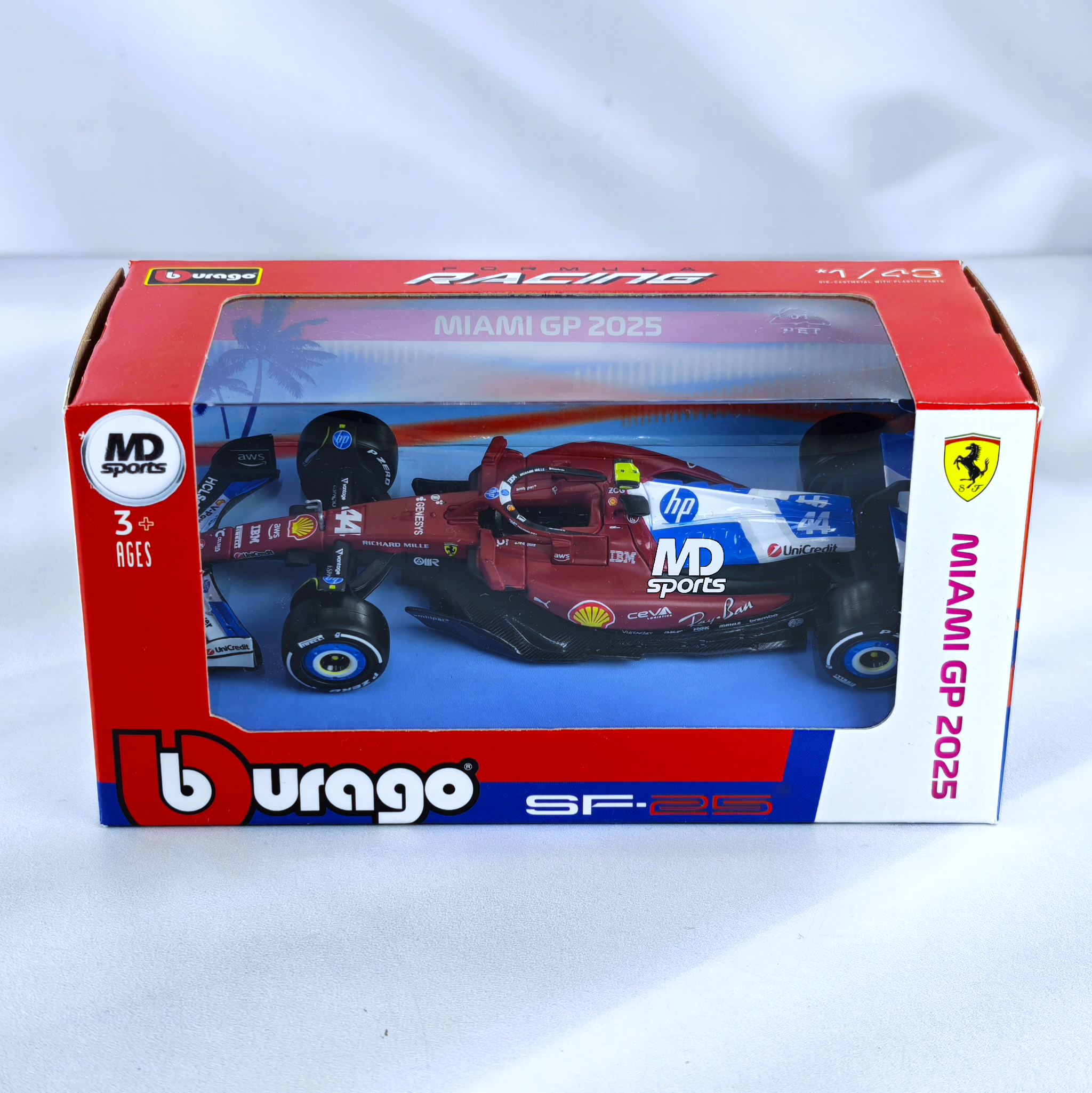 Ferrari SF-25 GP Miami 2025 #44 Lewis Hamilton Caja Normal Burago 1:43