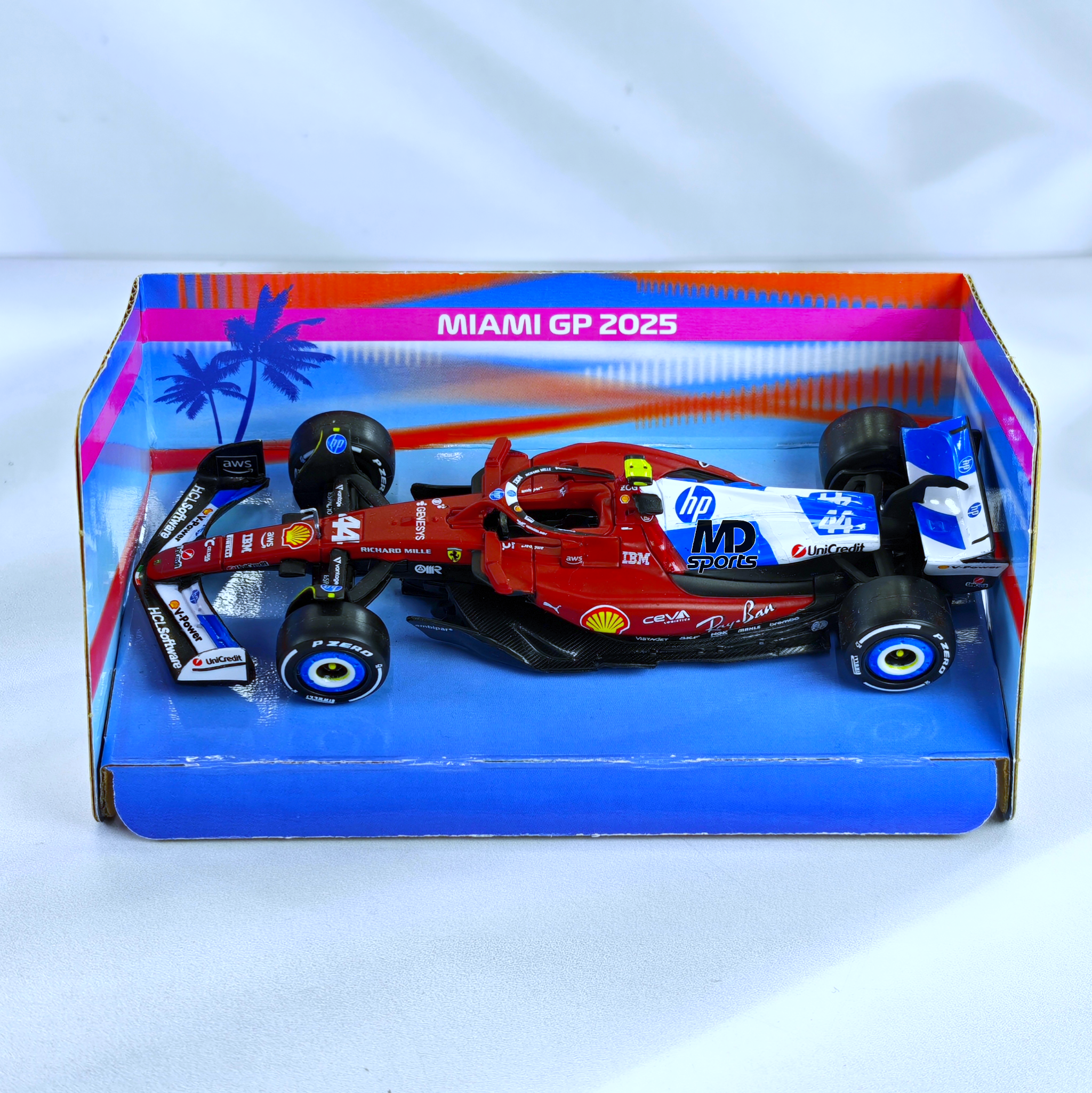 Ferrari SF-25 GP Miami 2025 #44 Lewis Hamilton Caja Normal Burago 1:43 - Imagen 3