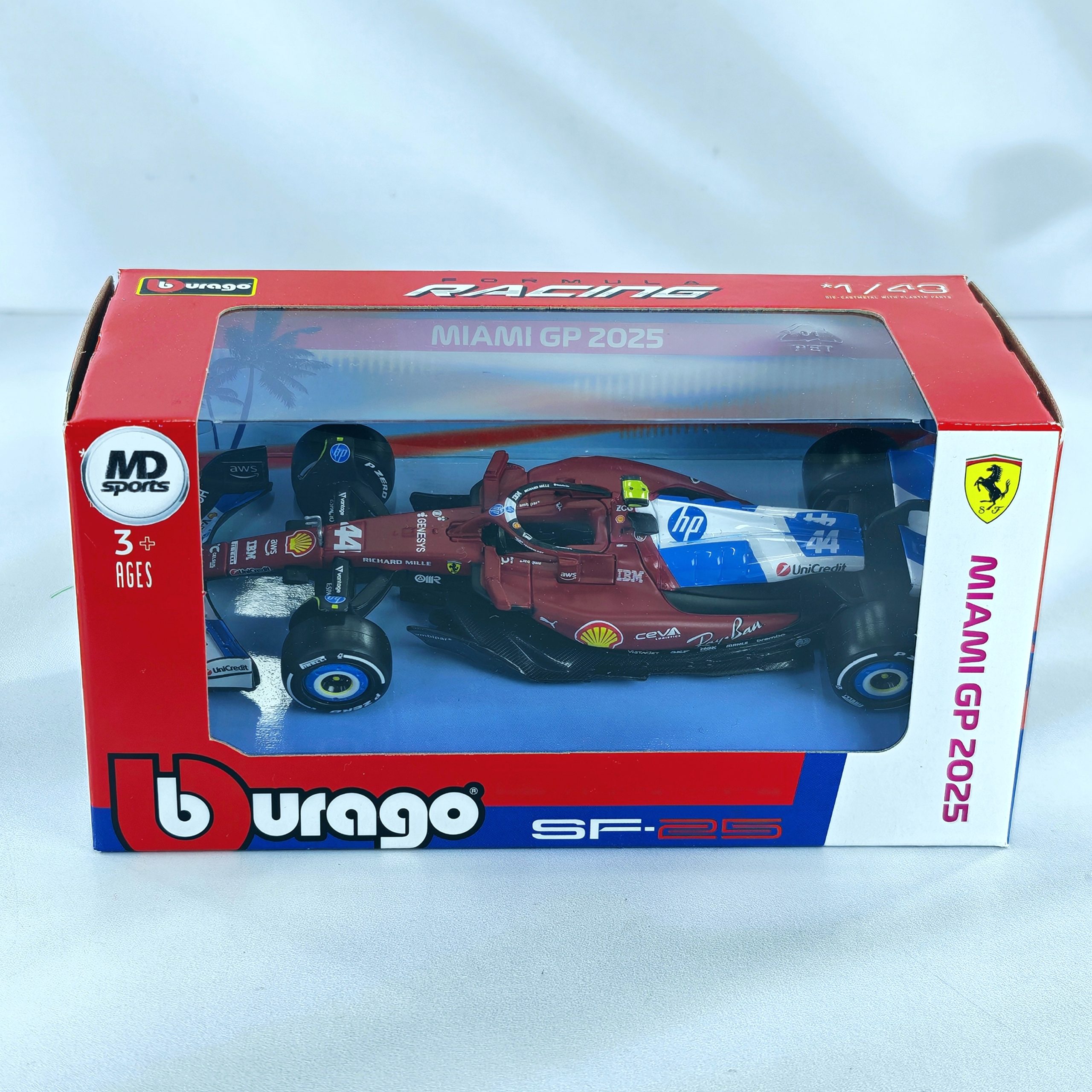 Ferrari SF-25 GP Miami 2025 #44 Lewis Hamilton Caja Normal Burago 1:43
