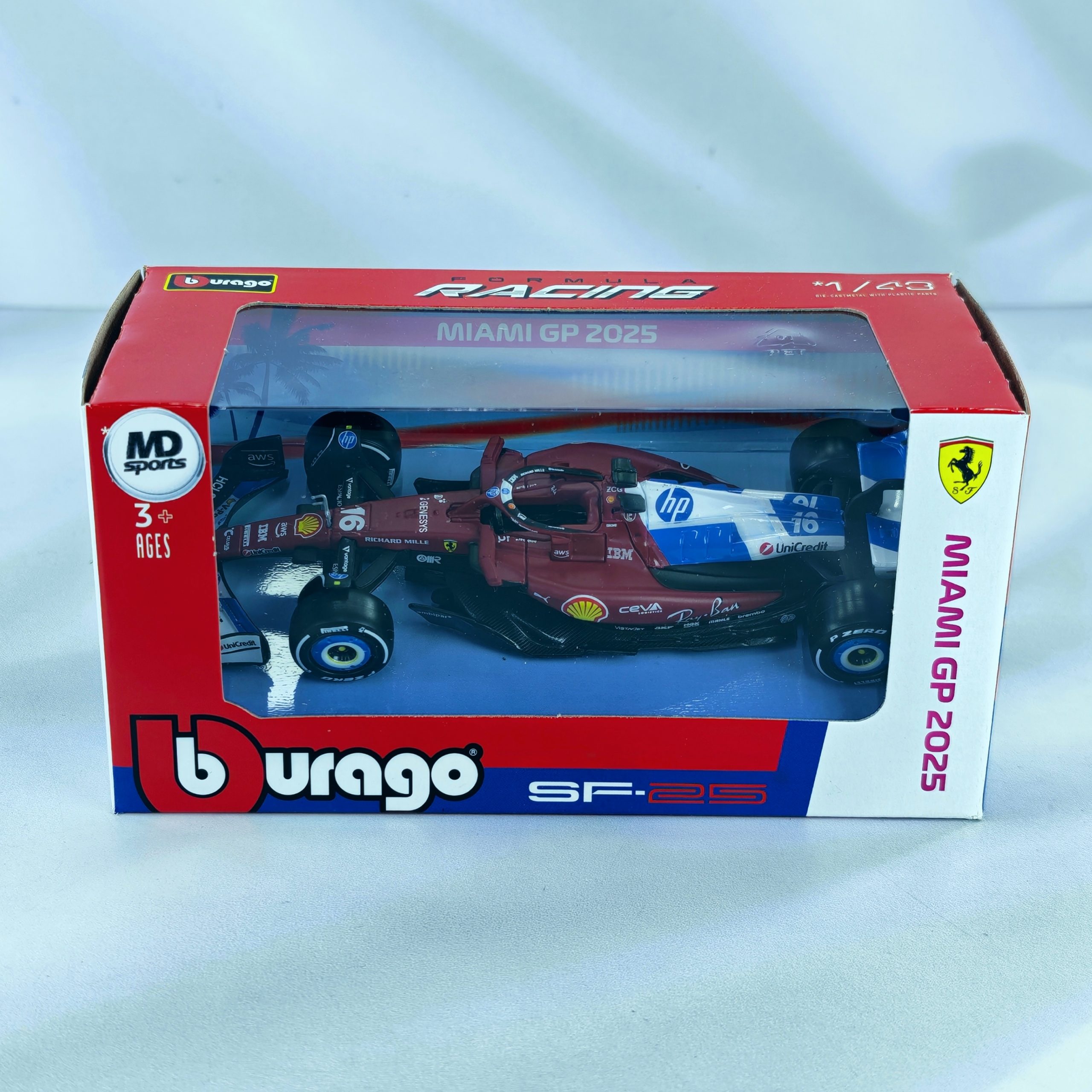 Ferrari SF-25 GP Miami 2025 #16 Charles Leclerc Caja Normal Burago 1:43