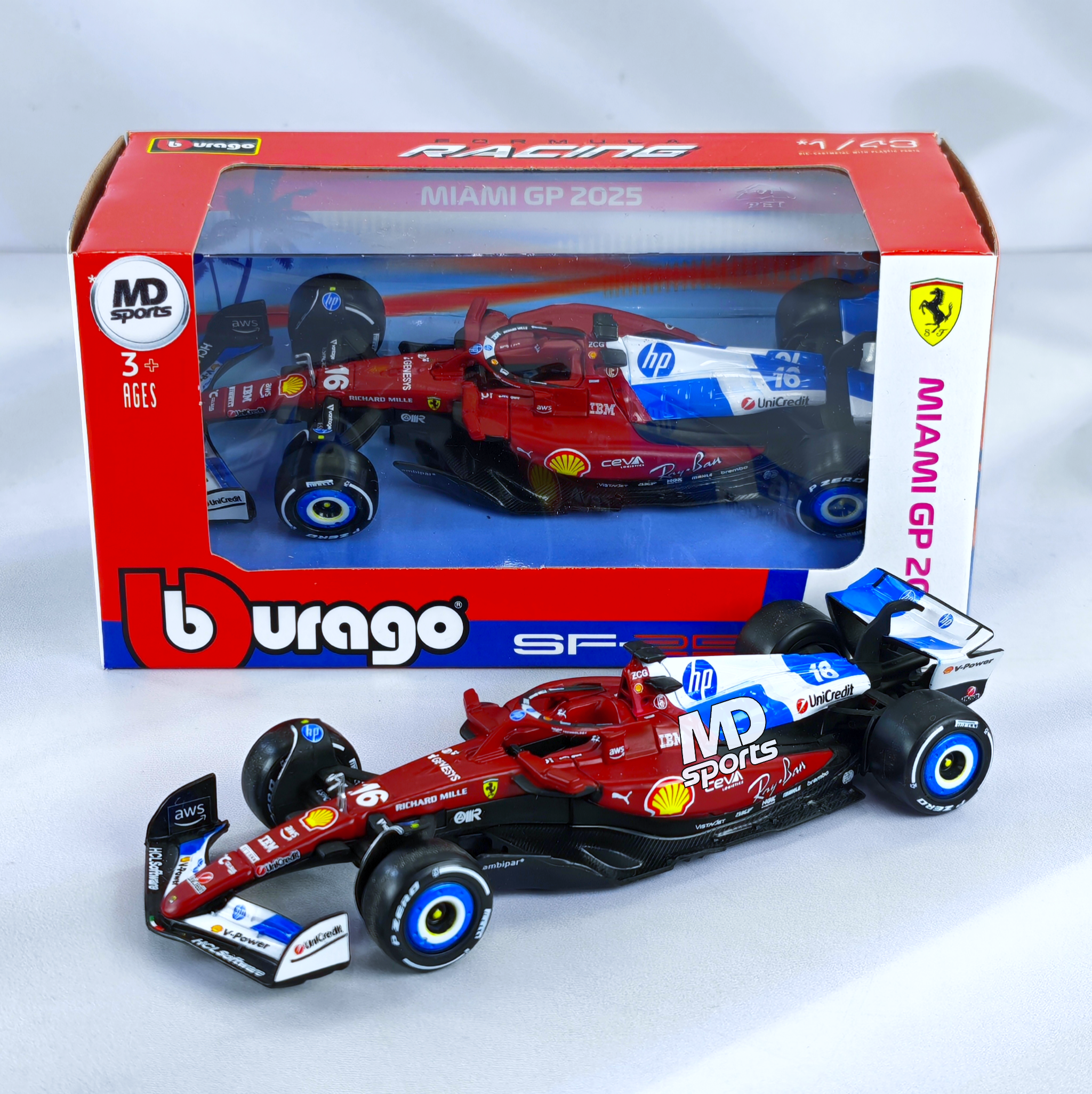 Ferrari SF-25 GP Miami 2025 #16 Charles Leclerc Caja Normal Burago 1:43