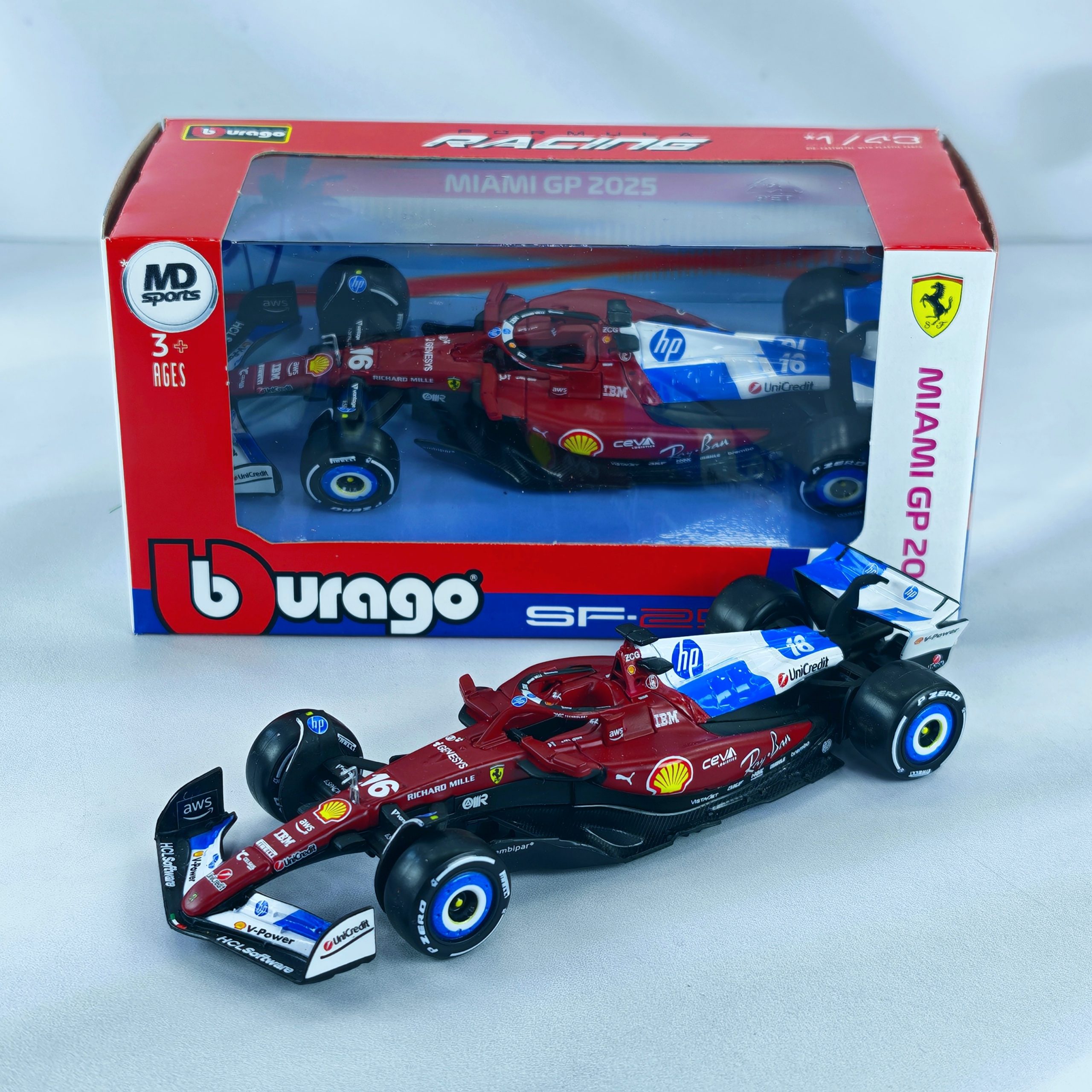 Ferrari SF-25 GP Miami 2025 #16 Charles Leclerc Caja Normal Burago 1:43
