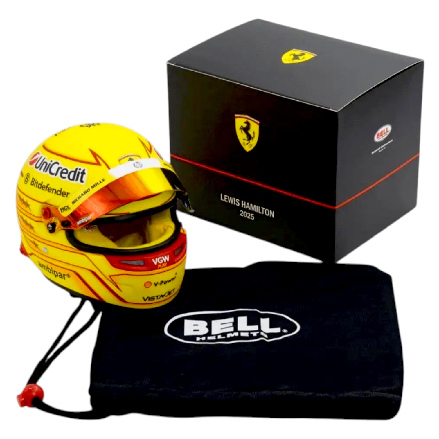 Casco Formula 1 Lewis Hamilton Ferrari 2025 BELL 1:2