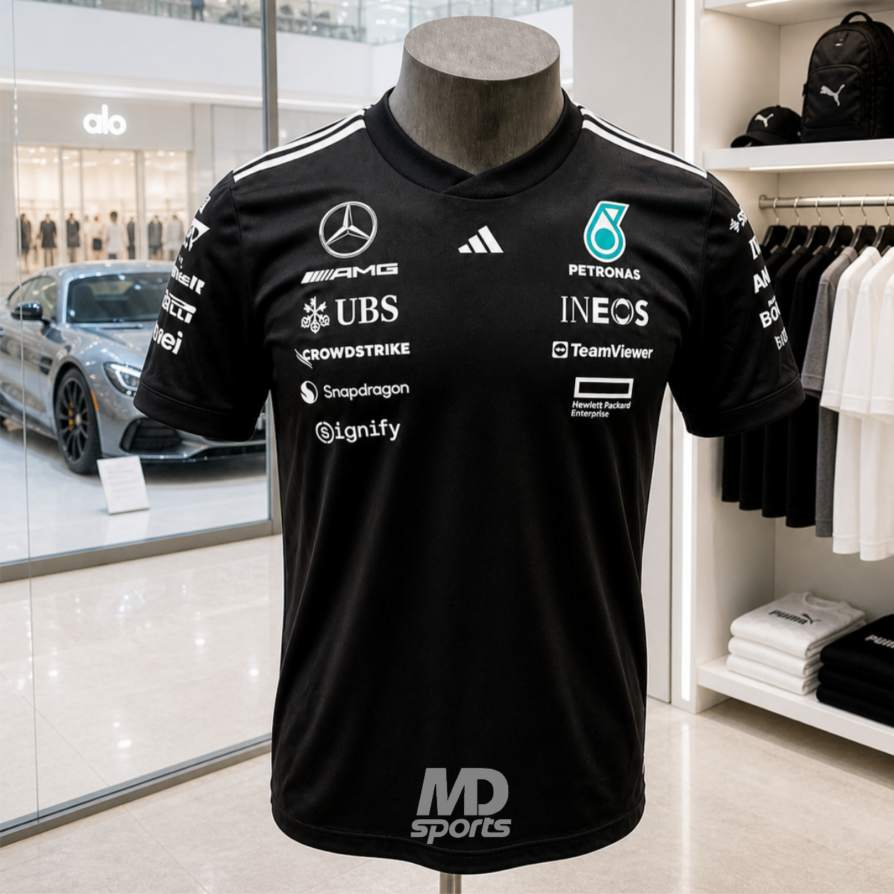 Polera ADIDAS Mercedes AMG Petronas Oficial 2025 Negra