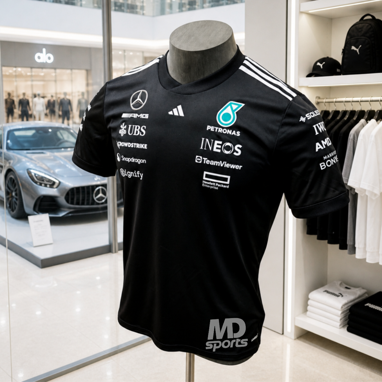 Polera ADIDAS Mercedes AMG Petronas Oficial 2025 Negra