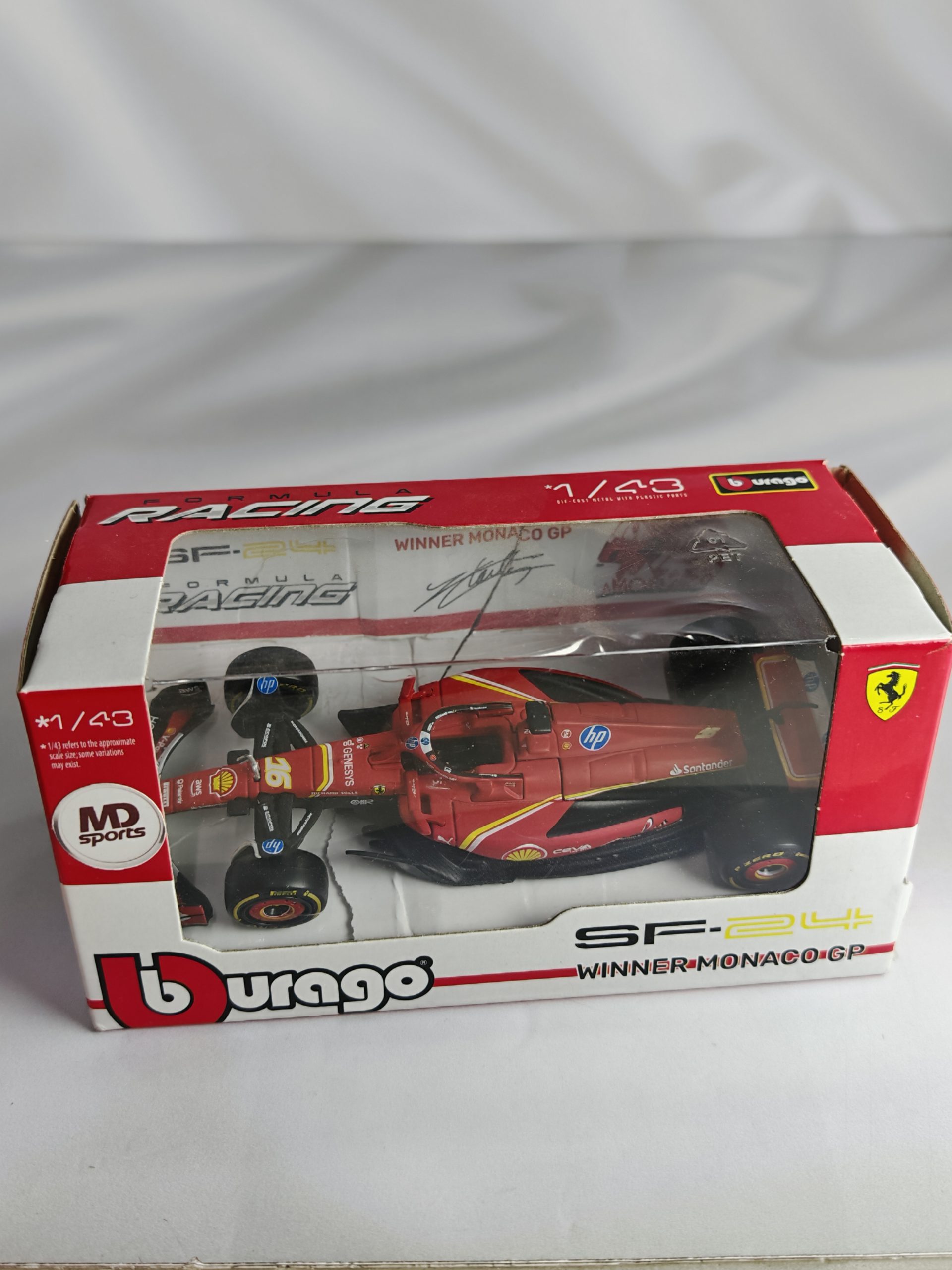 Ferrari SF-24 Monaco GP 2024 #16 Charles Leclerc Caja Normal Burago 1:43 (CON DETALLE)