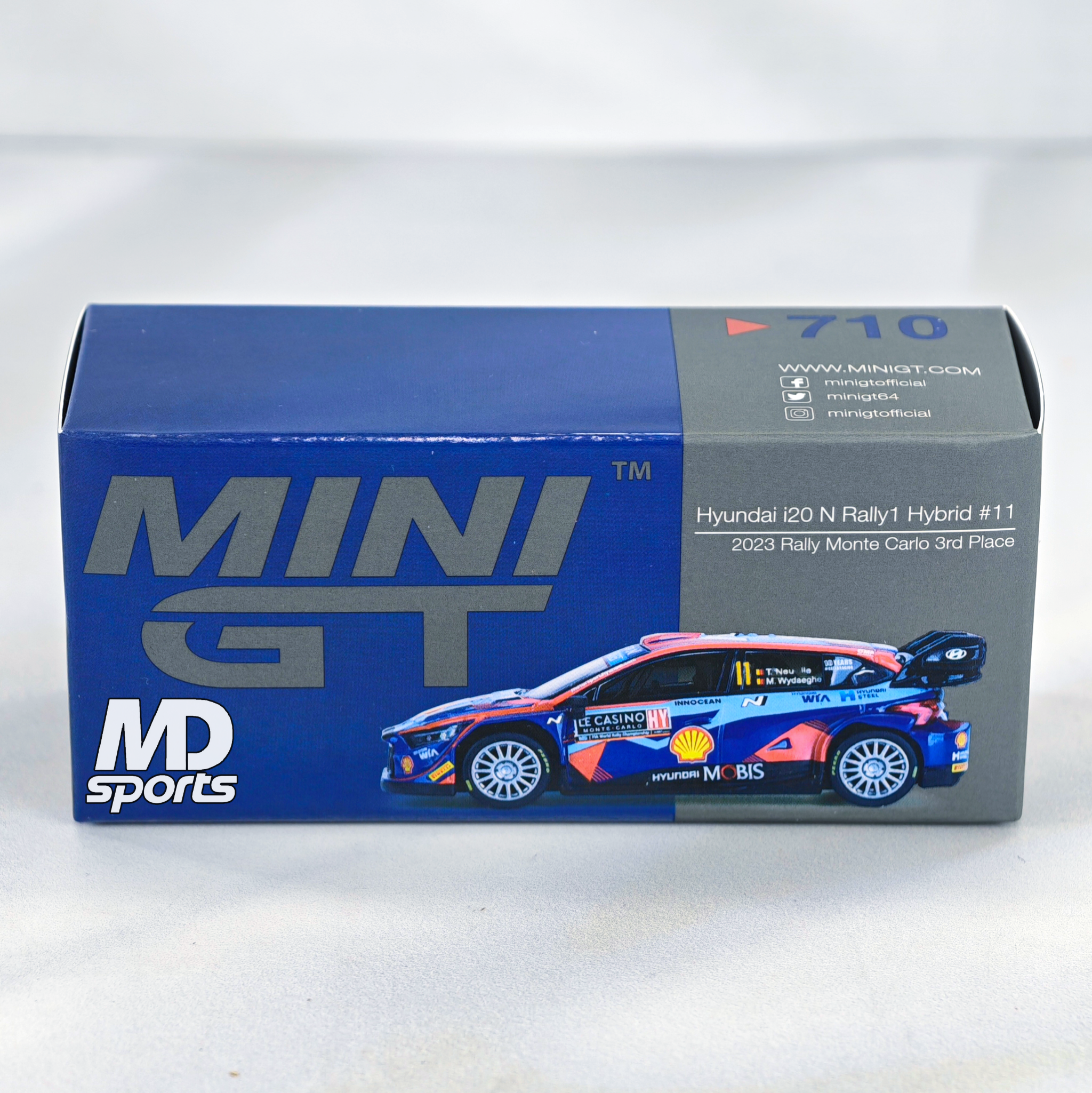 Hyundai i20 Hybrid WRC Monte Carlo 2023 #11 Thierry Neuville Caja Normal MiniGT 1:64