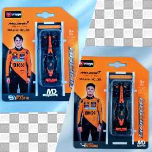 Pack Mclaren MCL39 2025 #4 Lando Norris & #81 Oscar Piastri Caja Normal Burago 1:64