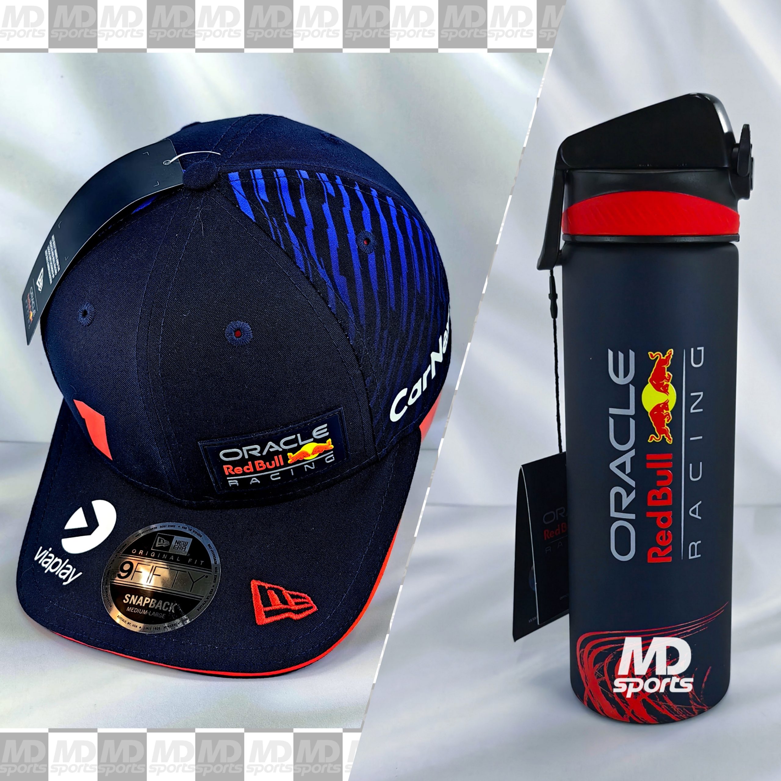 Pack Max Verstappen Gorro NEW ERA Oficial 2023 + Botella Agua Redbull 750ml