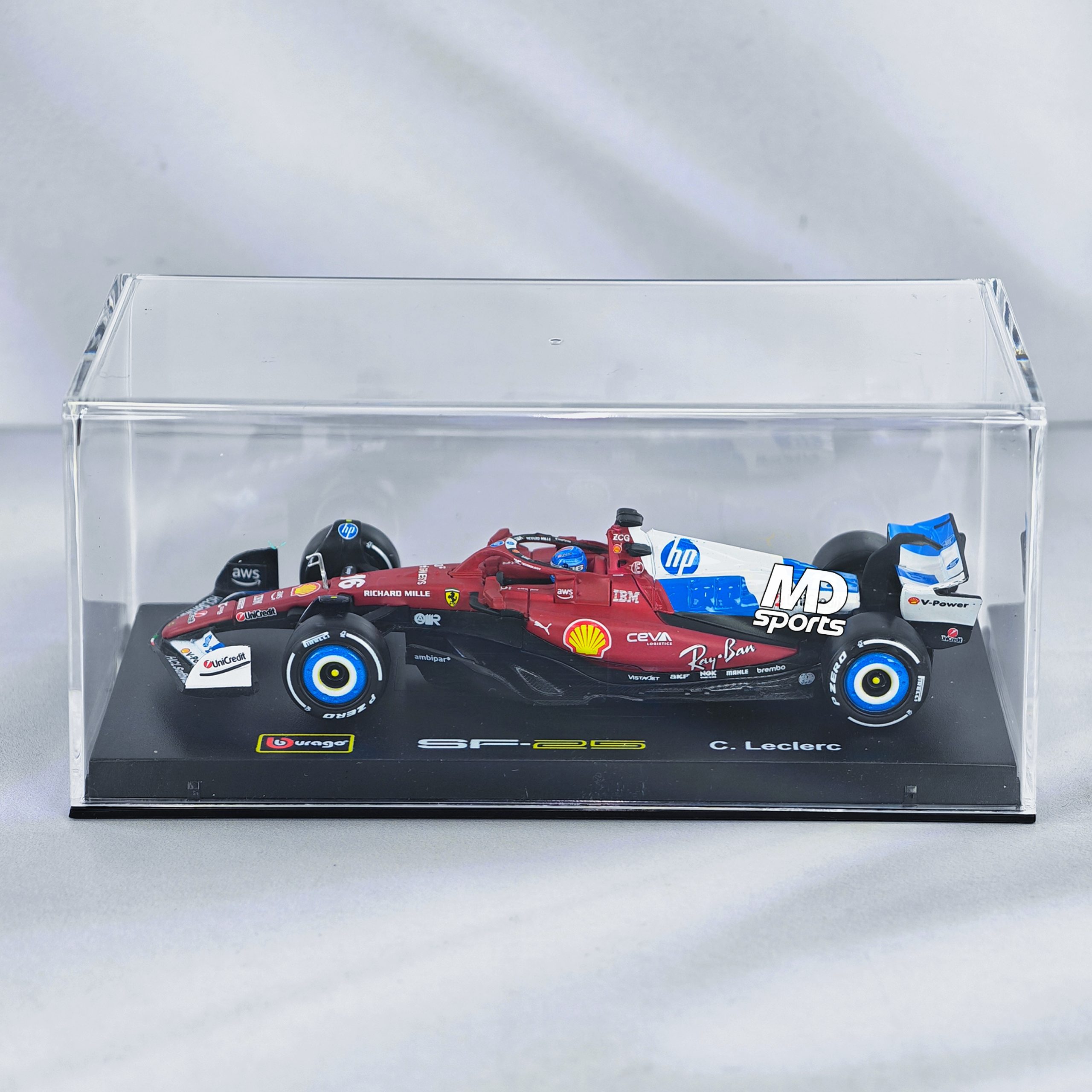 Ferrari SF-25 GP Miami 2025 #16 Charles Leclerc Caja Acrilica Burago 1:43 - Imagen 3