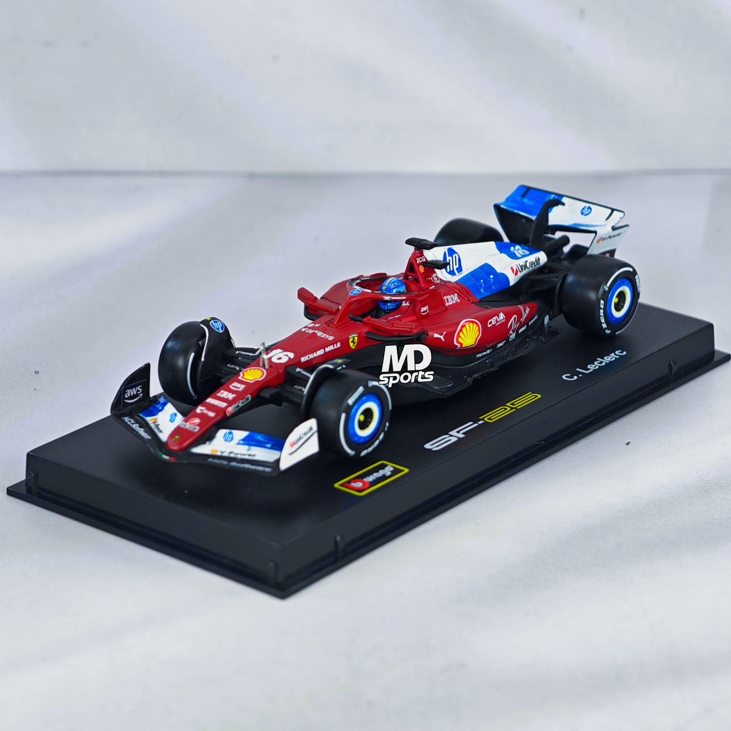 Ferrari SF-25 GP Miami 2025 #16 Charles Leclerc Caja Acrilica Burago 1:43 - Imagen 4