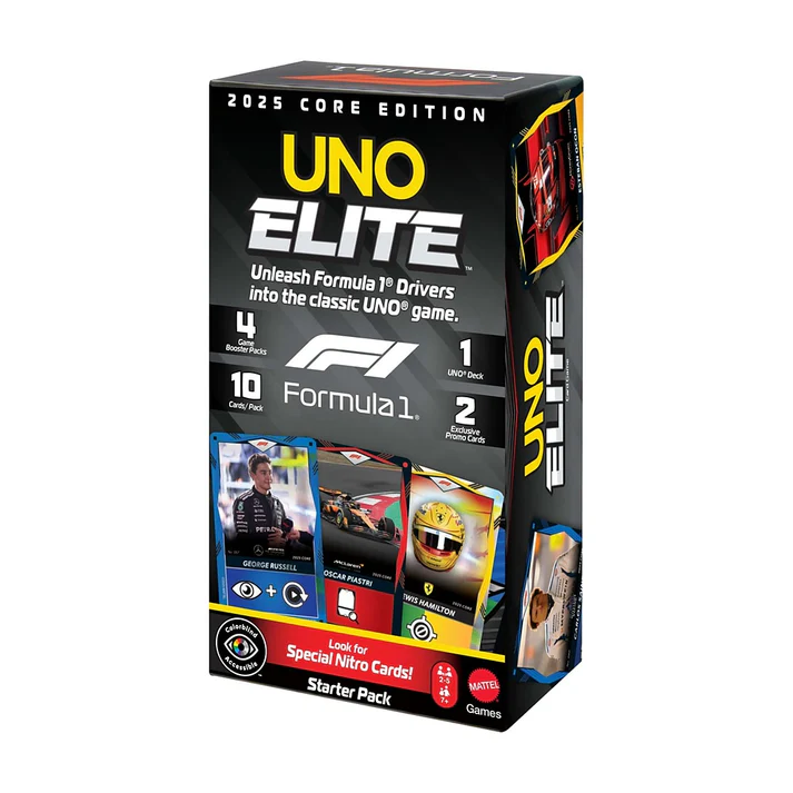 Juego de Mesa Uno Elite Formula 1 Pack inicial – Juego Base + Cartas especiales coleccionables