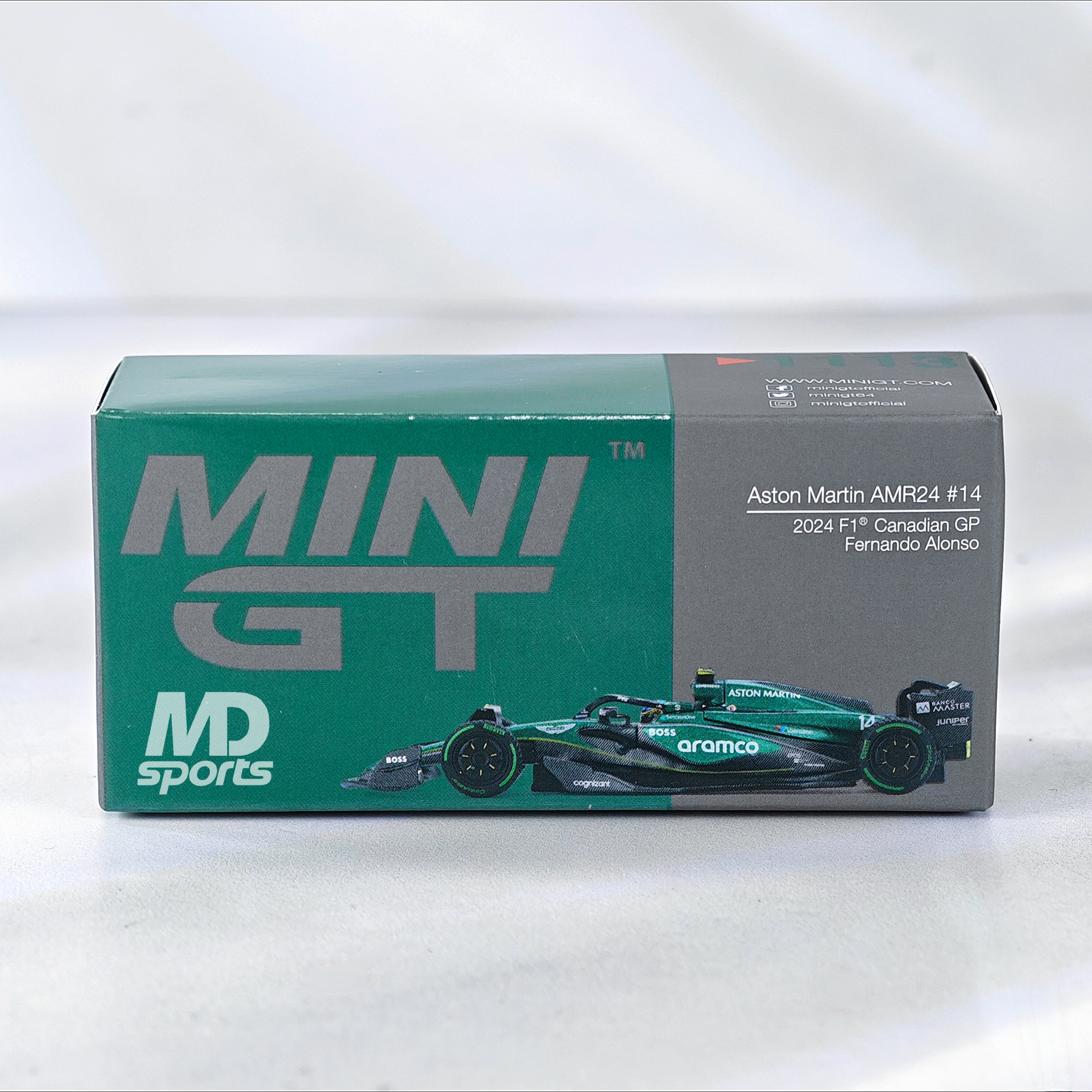 Aston Martin AMR24 GP Canada 2024 #14 Fernando Alonso Caja Acrilica MiniGT 1:64