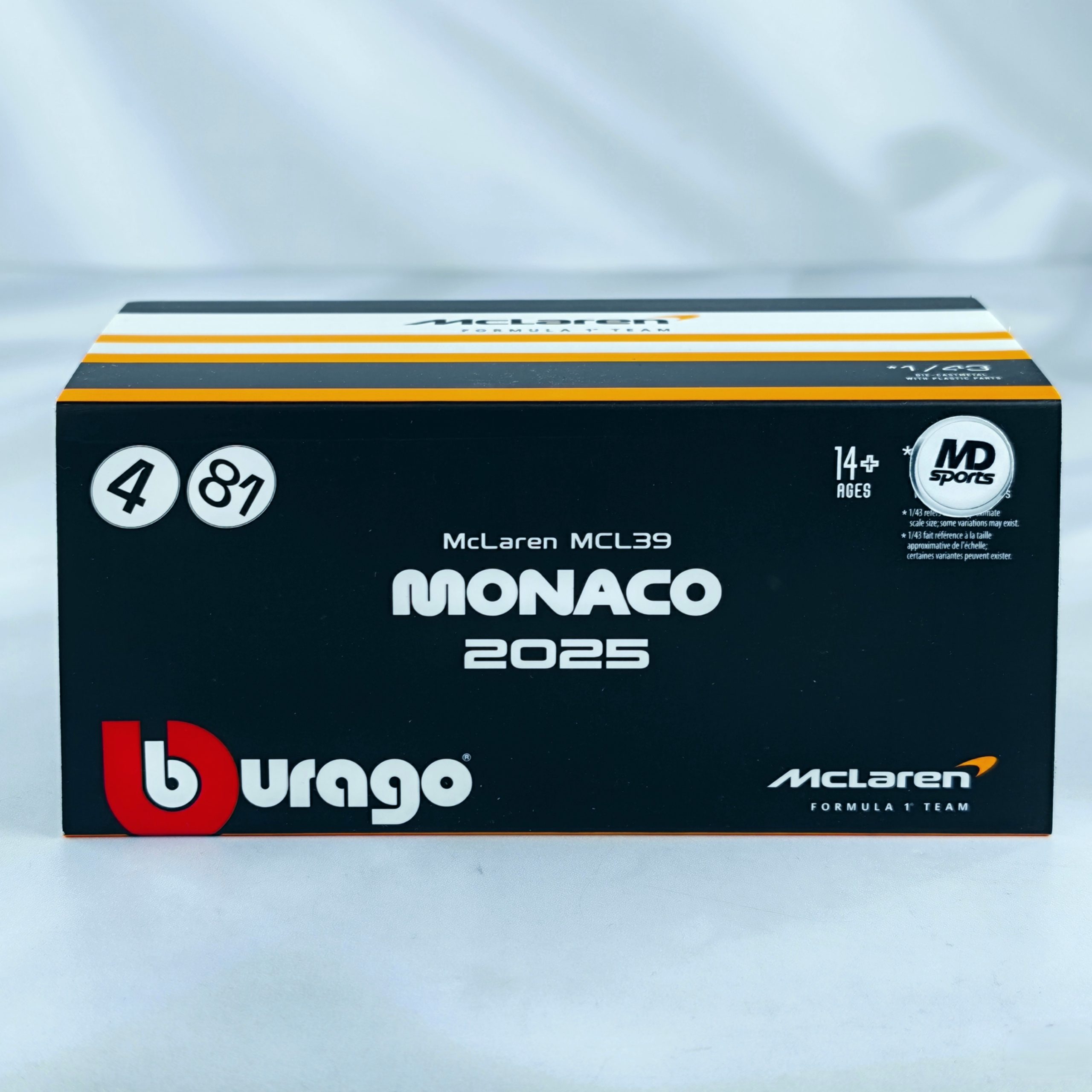 Mclaren MCL39 GP Monaco 2025 #81 Oscar Piastri Caja Acrilica Burago 1:43