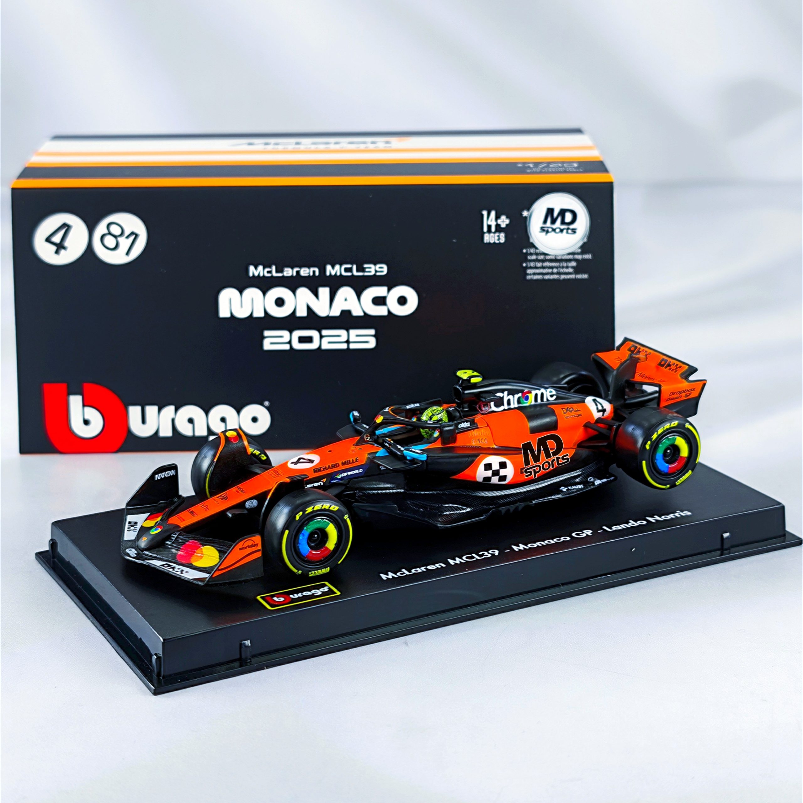 Mclaren MCL39 GP Monaco 2025 #4 Lando Norris Caja Acrilica Burago 1:43