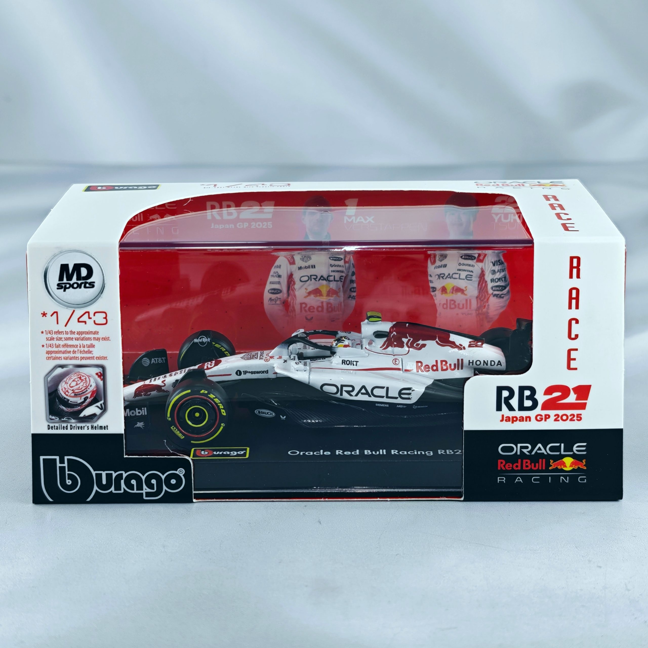 RedBull RB21 GP Japon 2025 #22 Yuki Tsunoda Caja Acrilica Burago 1:43