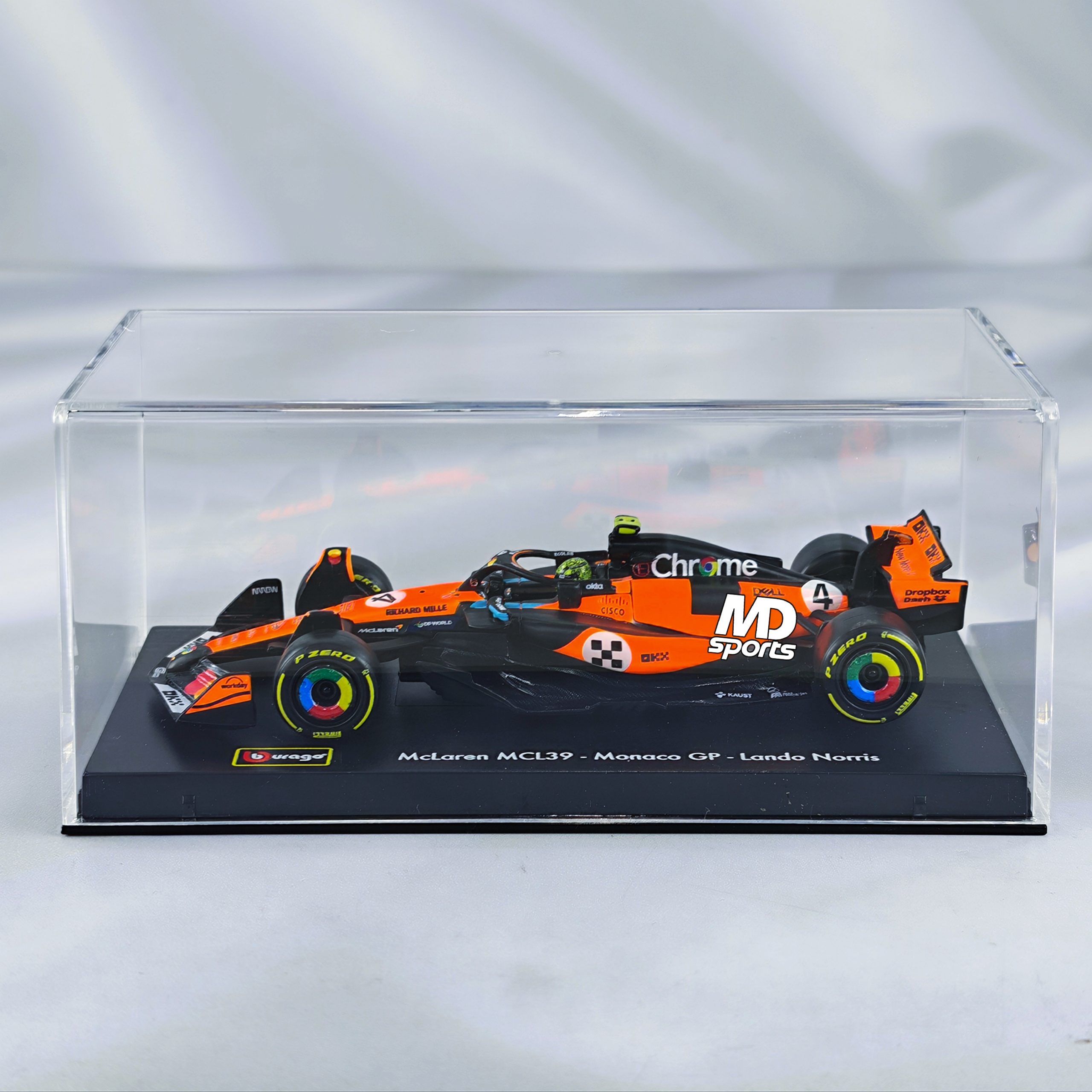 Mclaren MCL39 GP Monaco 2025 #4 Lando Norris Caja Acrilica Burago 1:43 - Imagen 3