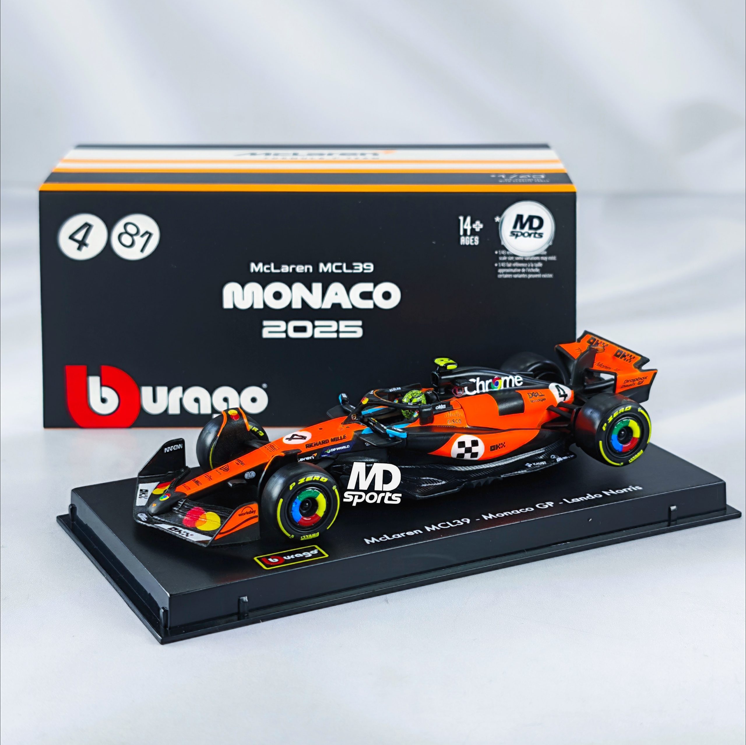 Mclaren MCL39 GP Monaco 2025 #4 Lando Norris Caja Acrilica Burago 1:43