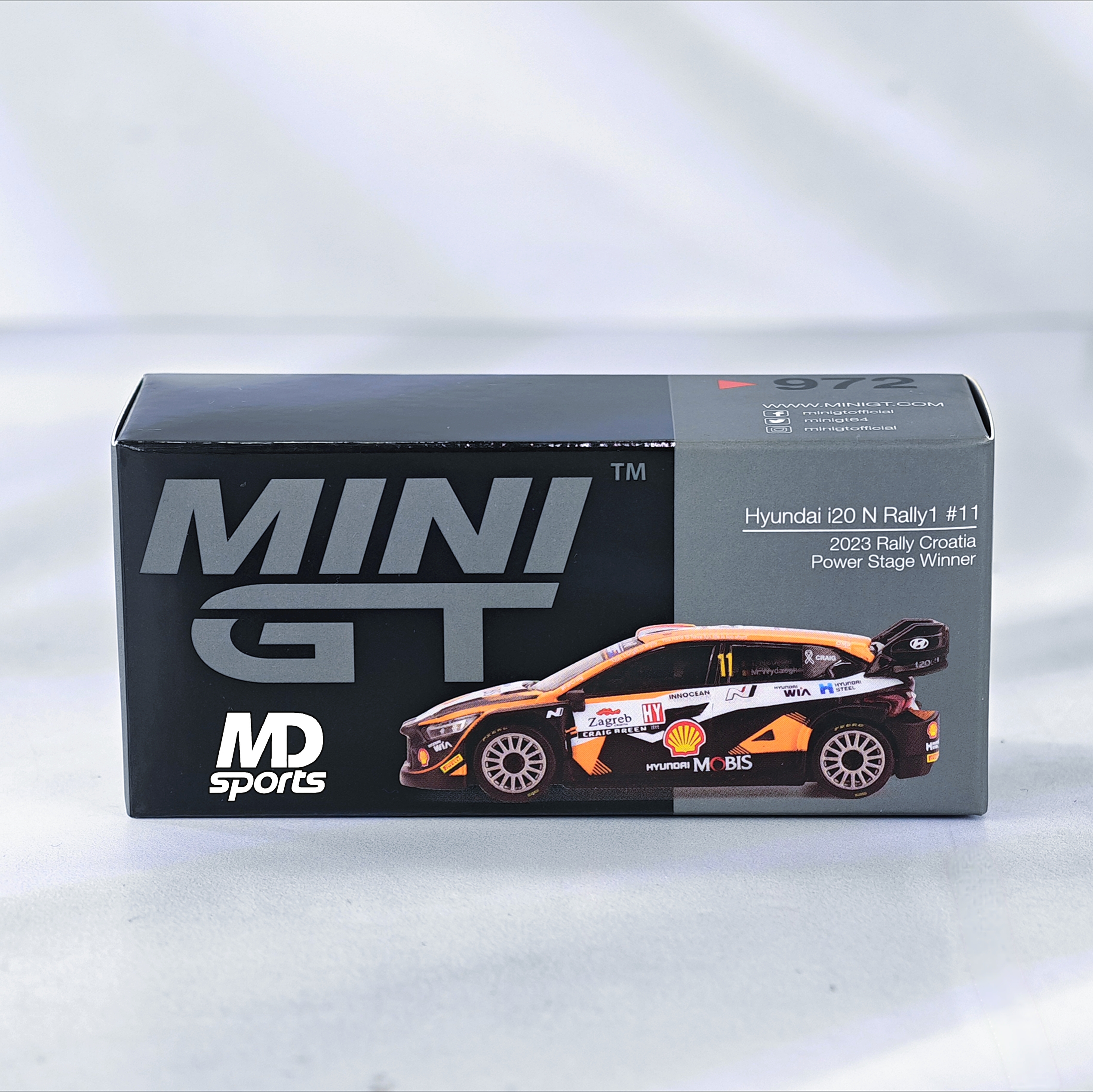 Hyundai i20 Hybrid WRC Croatia 2023 #11 Thierry Neuville Caja Normal MiniGT 1:64